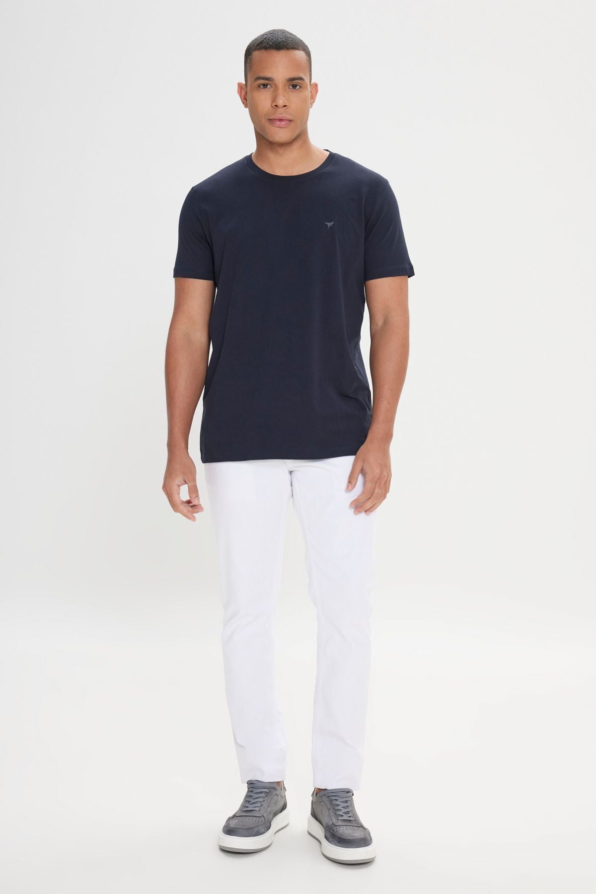 100 %Organic Cotton Men's Navy Blue Slim Fit Narrow Cut Cycling Bicycle Yaka T -shirt