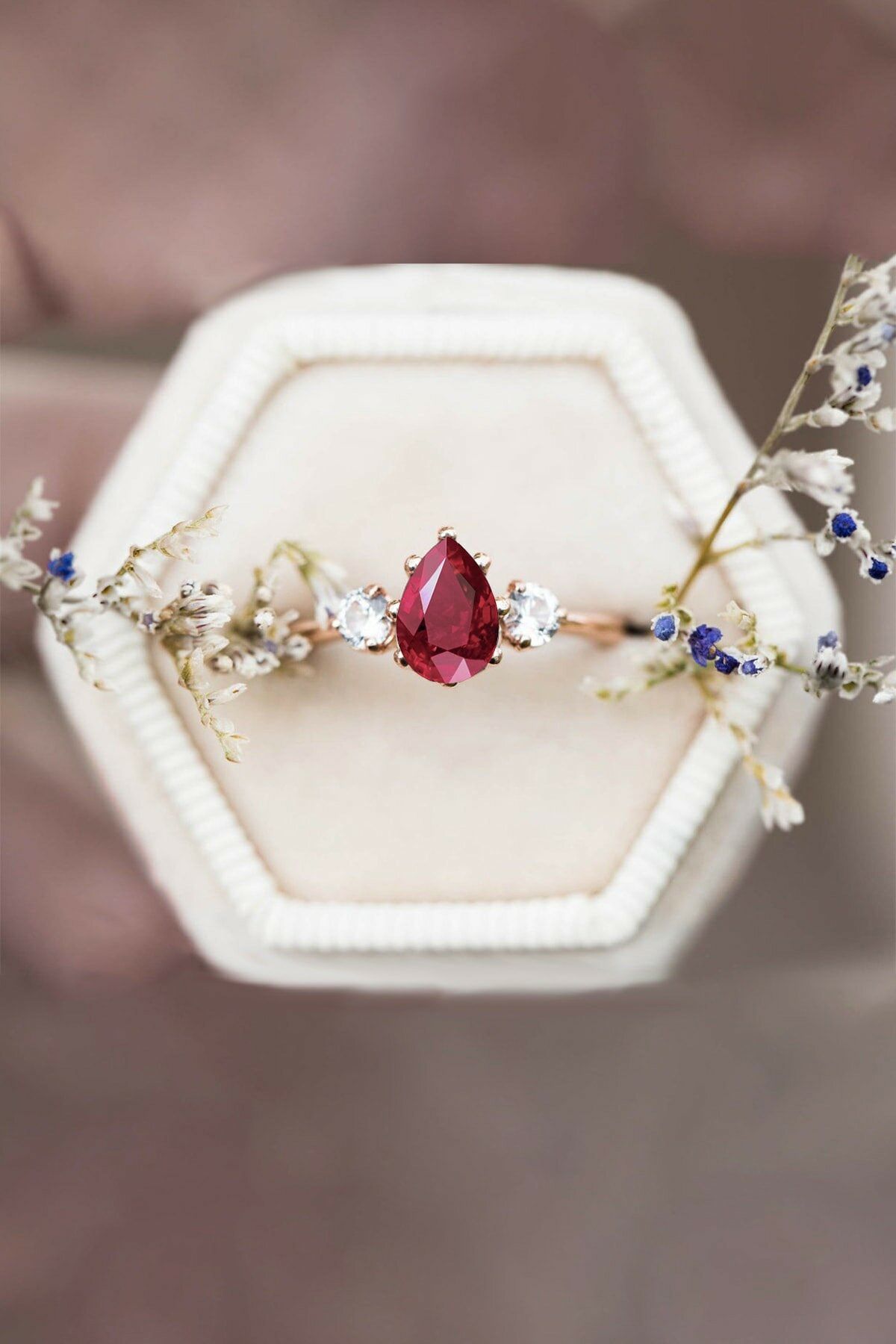 Mystical Topaz Ruby Stone Adjustable 14 K Rose Gold Plated Woman Ring