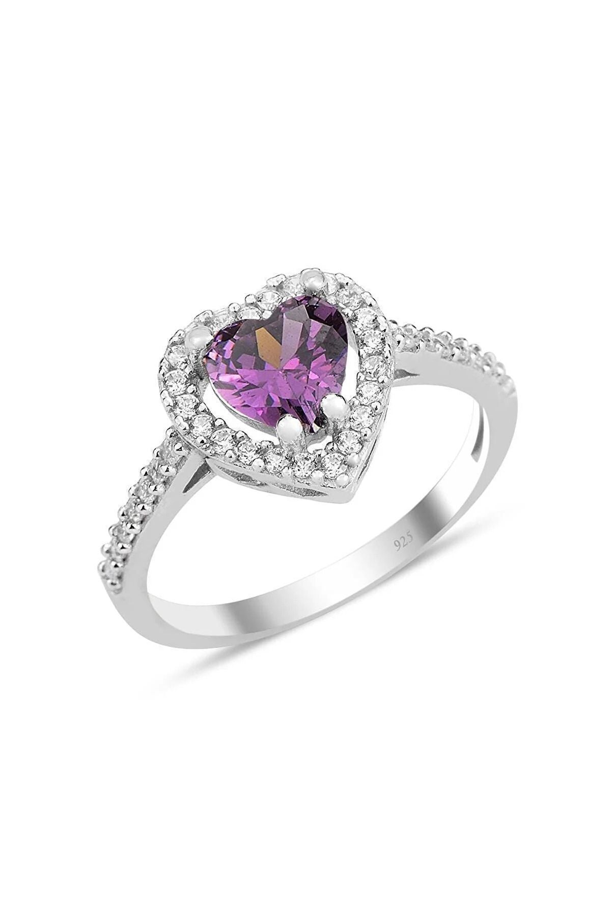 Diamond Monür Purple Stone Silver Plated Adjustable Women Ring
