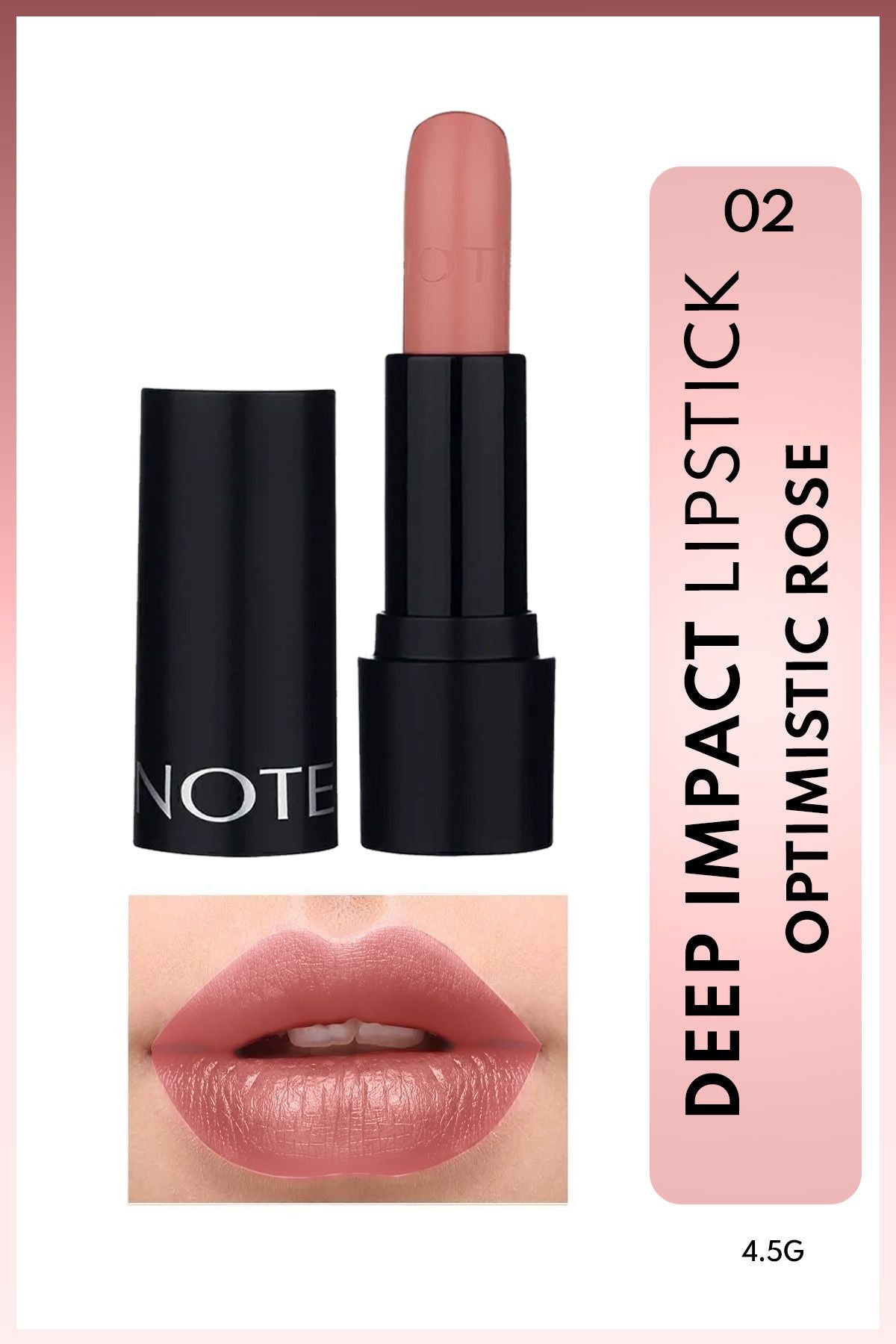 Deep Impact Lipstick Kremsi Dokulu Yarı Parlak Ruj 02 Optimistic Rose - Nude