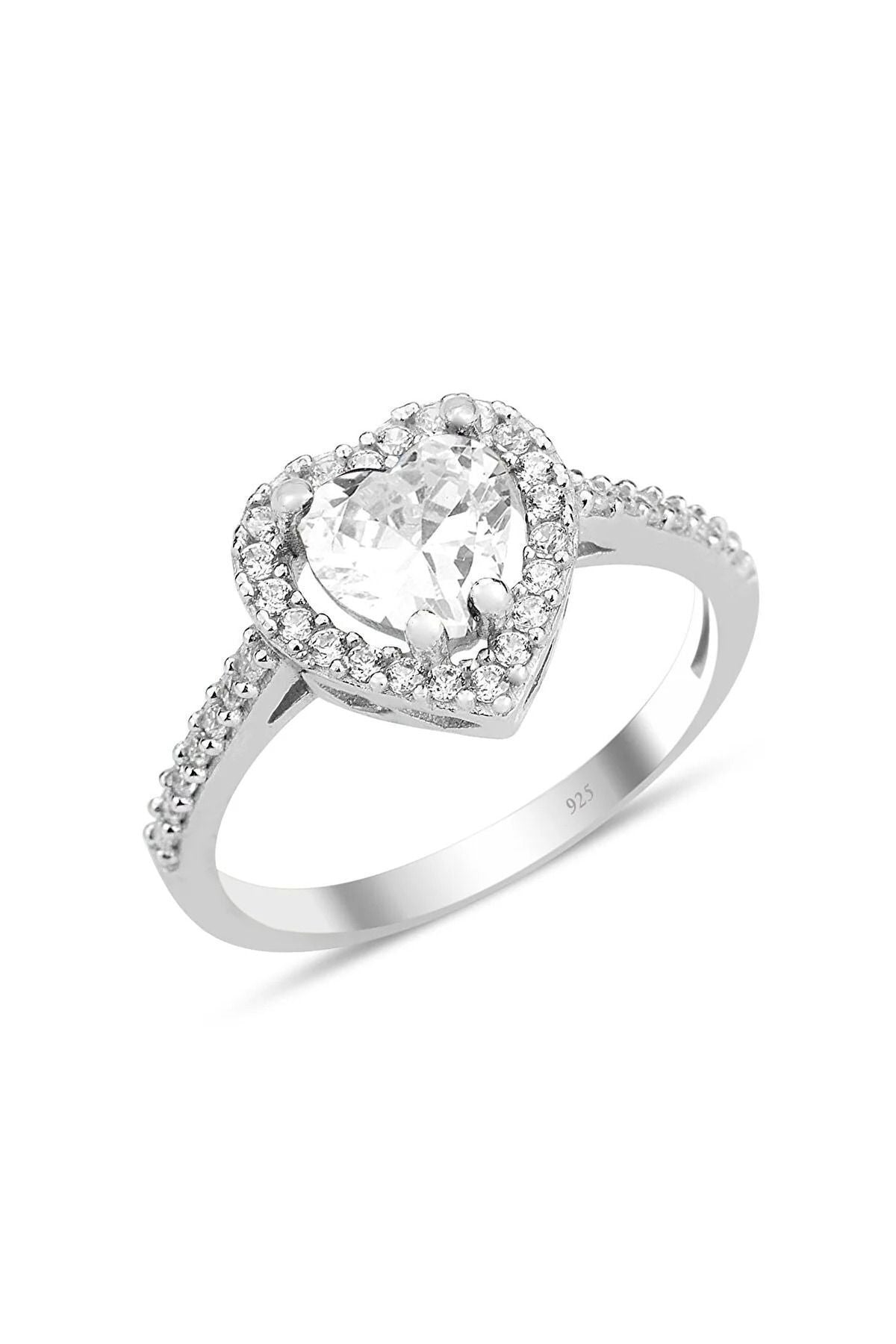 Diamond Monture White Stone Silver Plated Adjustable Women Ring