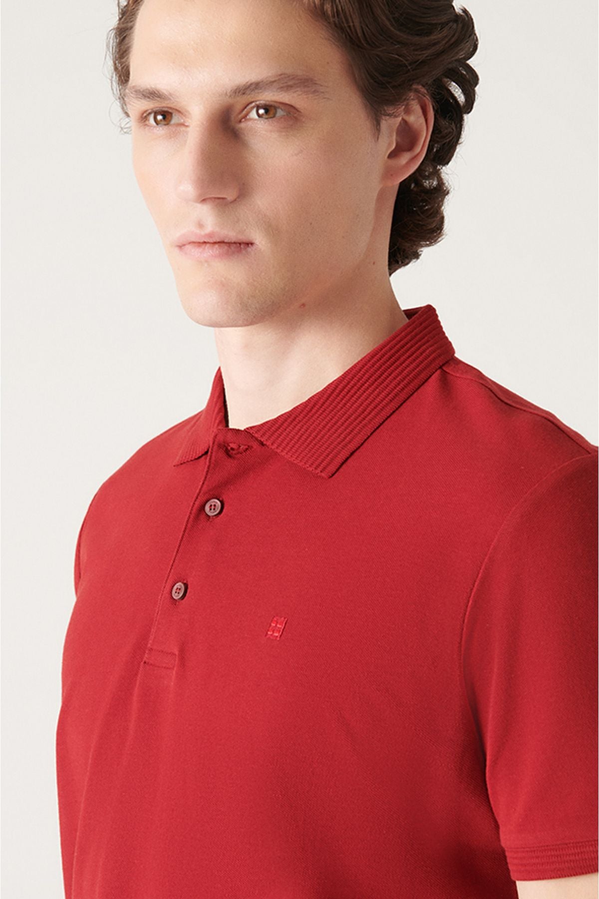 Men's Bordeaux 3 Button 100 %Corn Cotton Polo Yaka T-shirt B001027