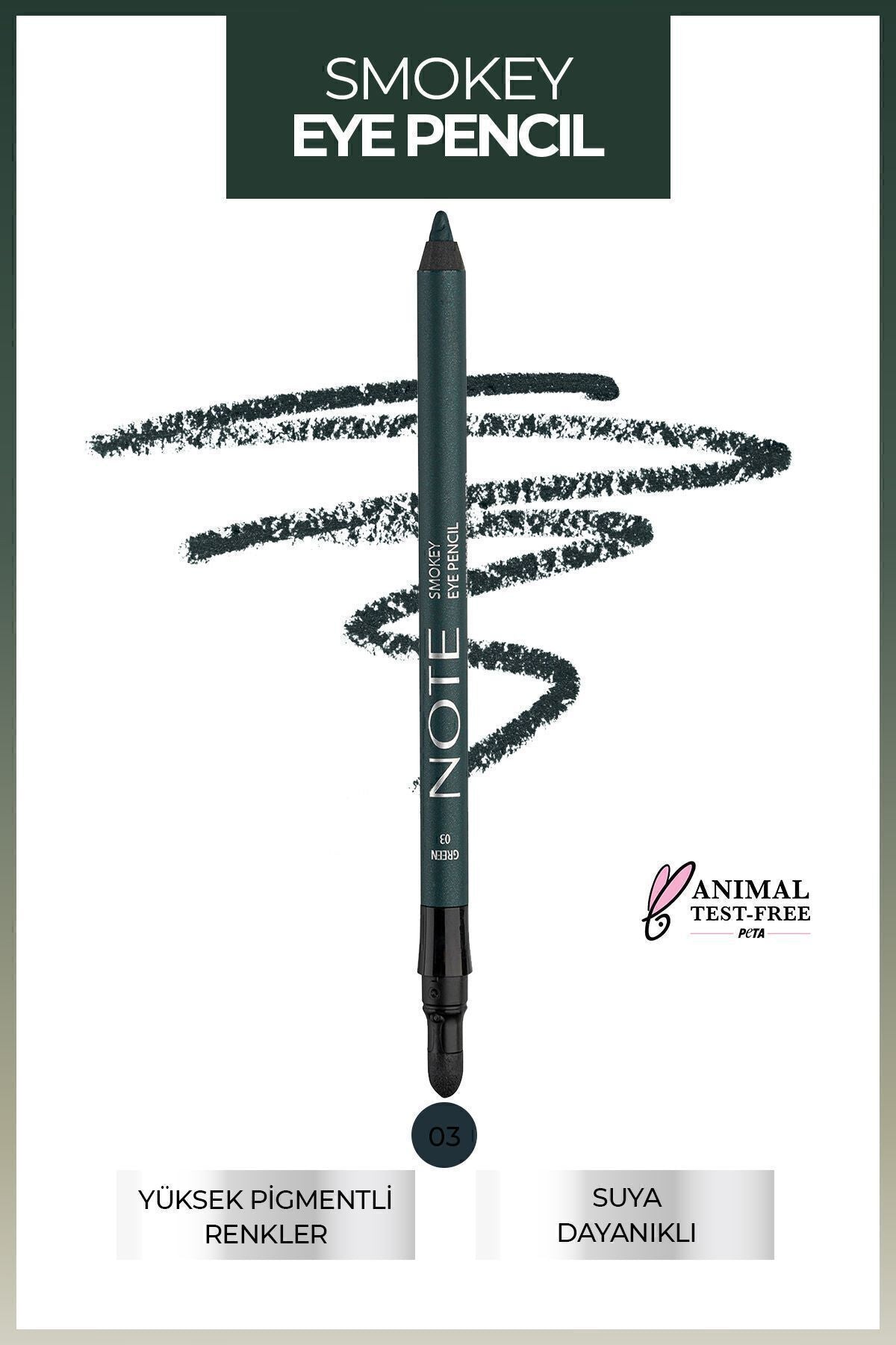 Smokey Eye Pencil Waterproof Water Resistant Eye Pencil with Applicator - 03 Green - Green