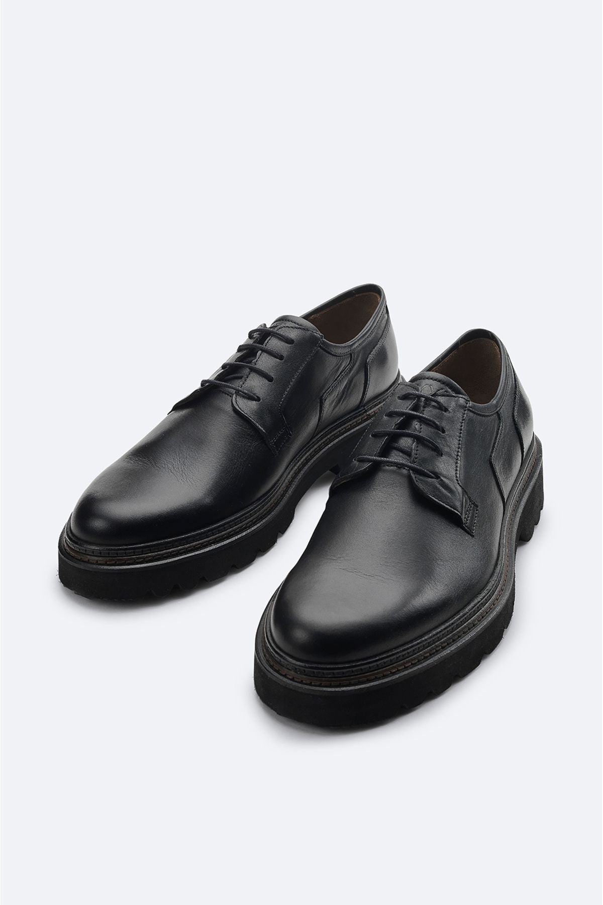 Men's Black 100 %Leather Lacing Flexible Base Classic Shoes A32Y8026