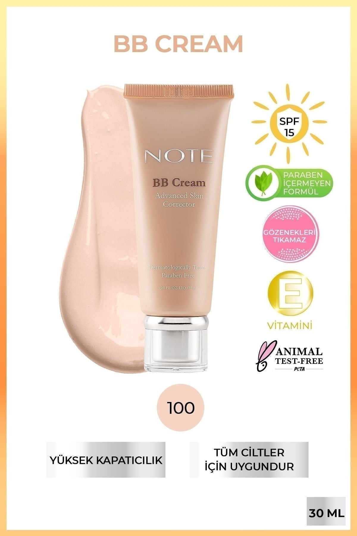 BB Cream SPF 15 Moisturizer Effective Intensive Concealer BB Cream - 100 Porcelain