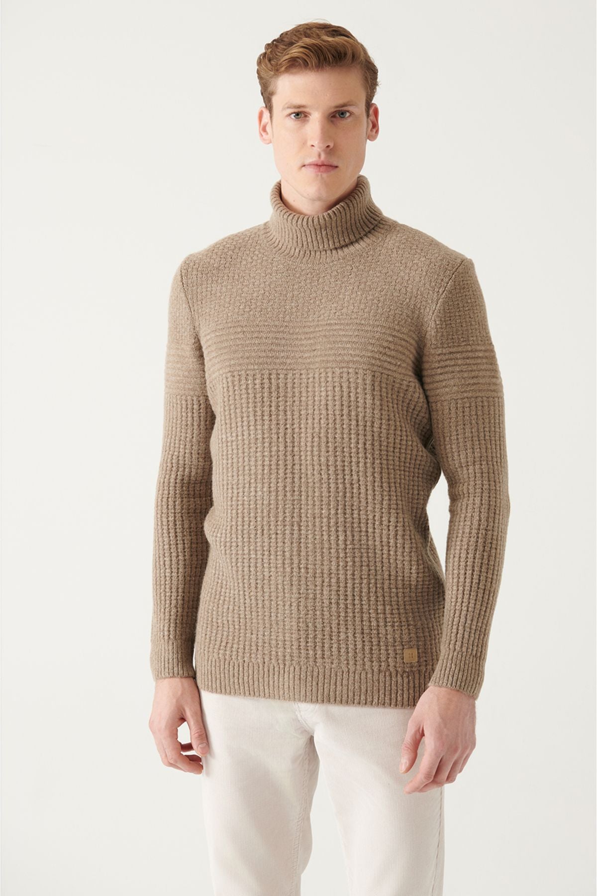 Men's Mink Full Fisherman Collar Tissue Knitwear Sweater A22Y5023