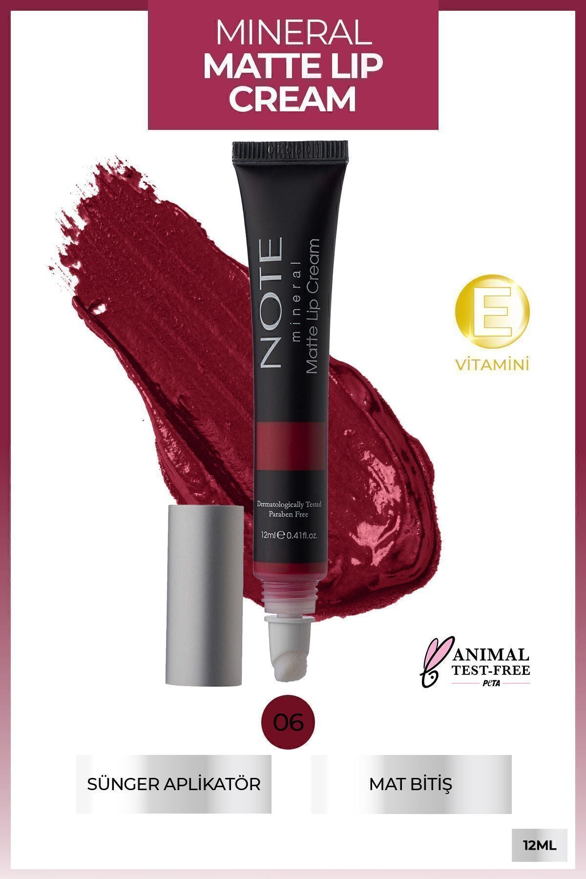Mineral Matte Lip Cream semi -matte finish liquid lipstick 06 GO Red - Red
