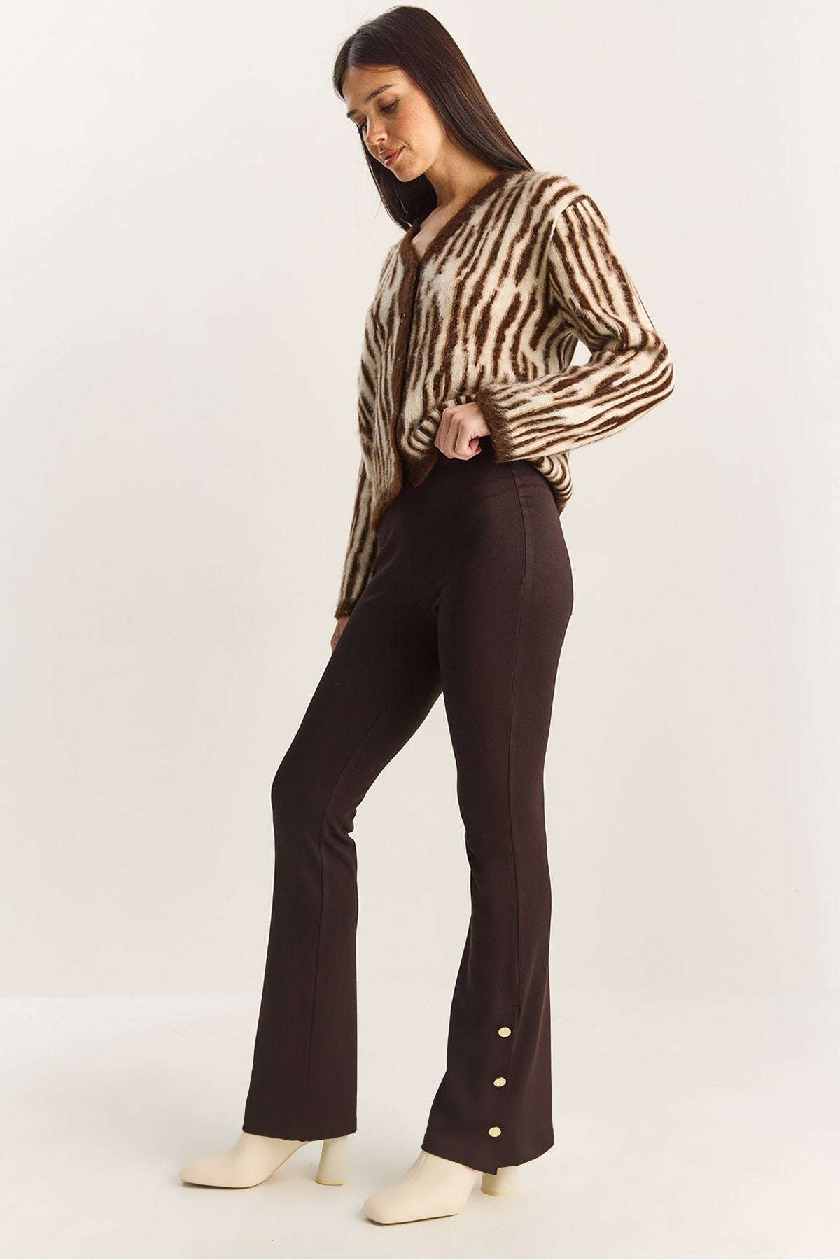 Women's Button Detailed Flare Leg Tights ÖT251157 60283882