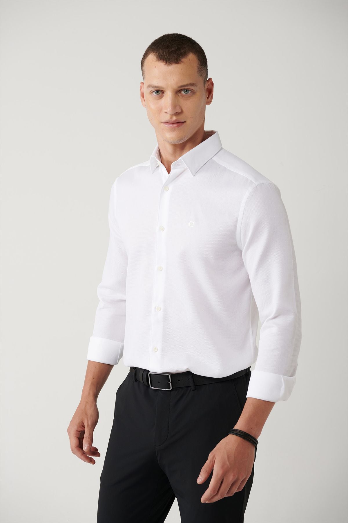 Men's white 100 %cotton classic collar 100 %Cotton Amelor Shirt A41y2033