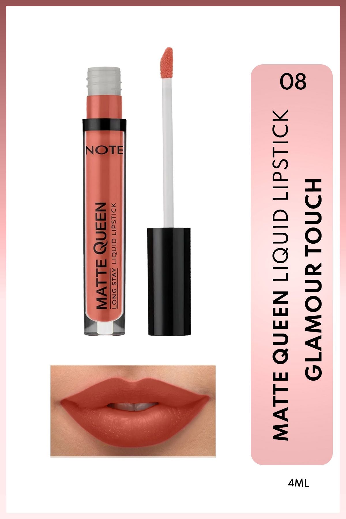 Matte Queen Lipstick Permanent Matt Liquid Lipstick - 08 Glamor Touch - Nude