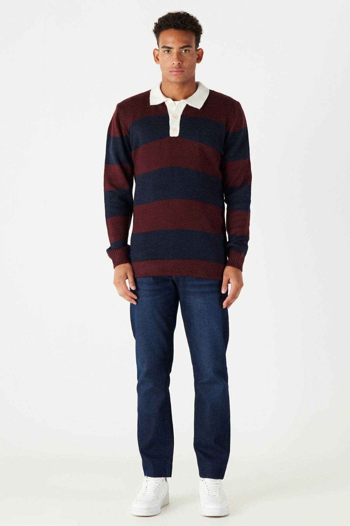 Men's Bordeaux-Lacivert Standard Fit Normal Cut Polico Kazakh