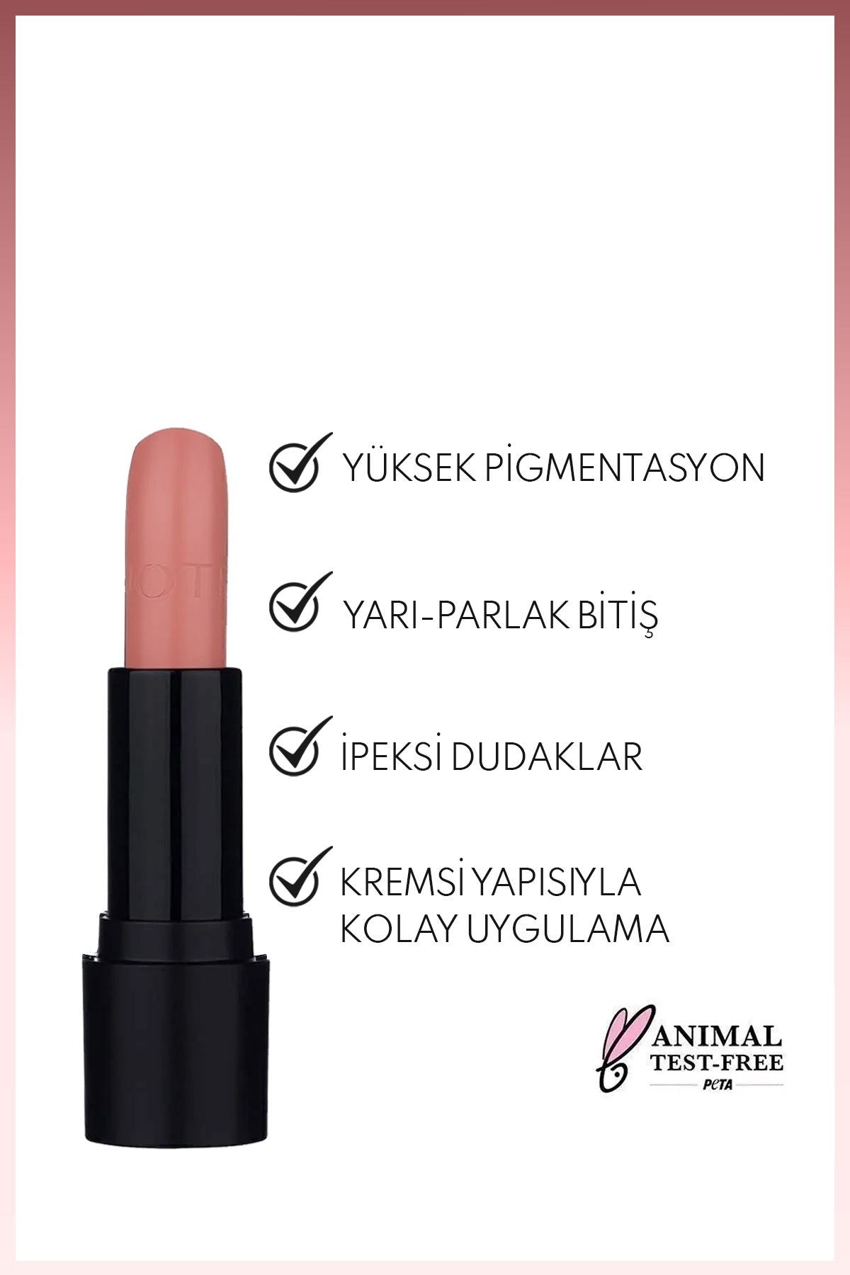 Deep Impact Lipstick Kremsi Dokulu Yarı Parlak Ruj 02 Optimistic Rose - Nude