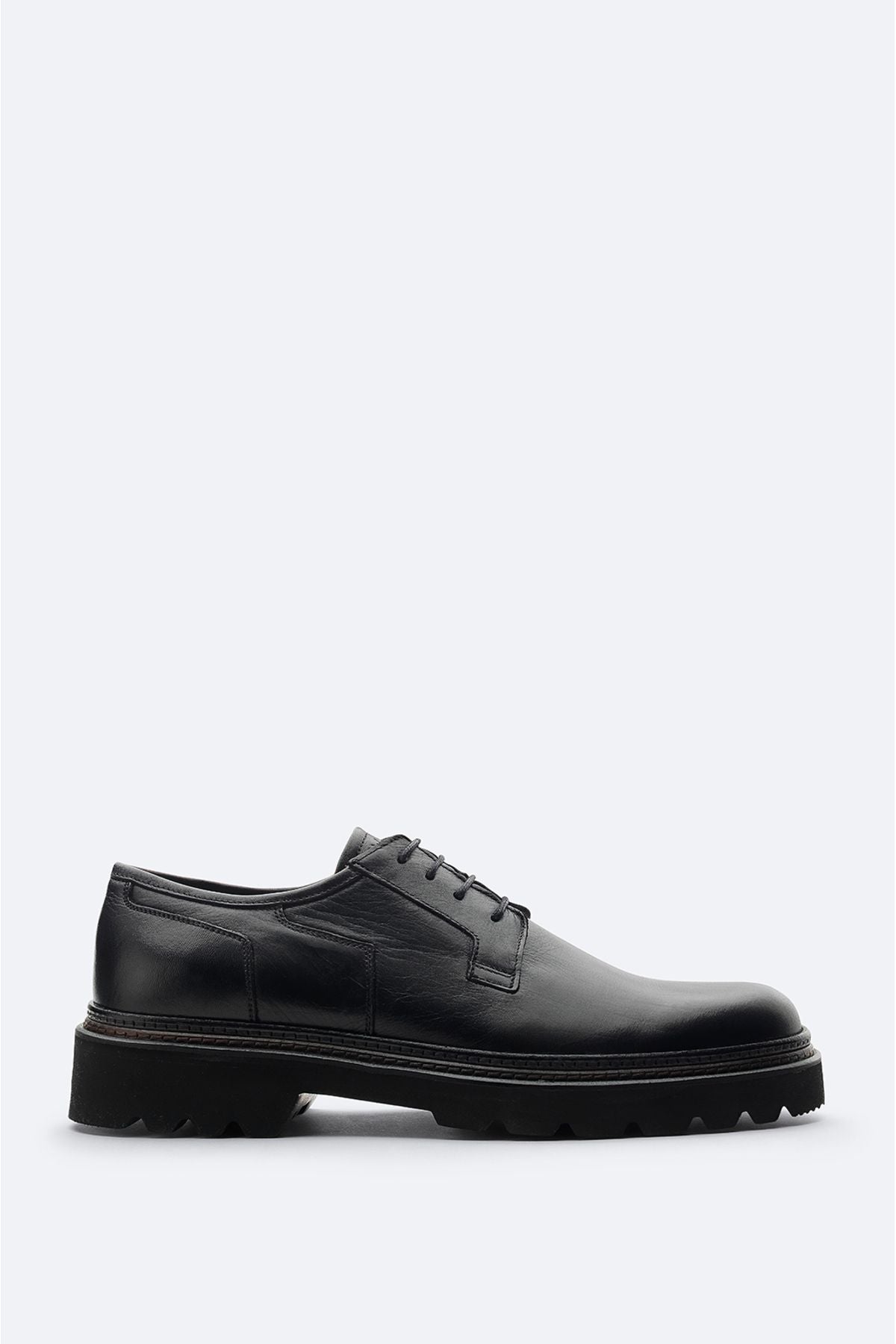 Men's Black 100 %Leather Lacing Flexible Base Classic Shoes A32Y8026