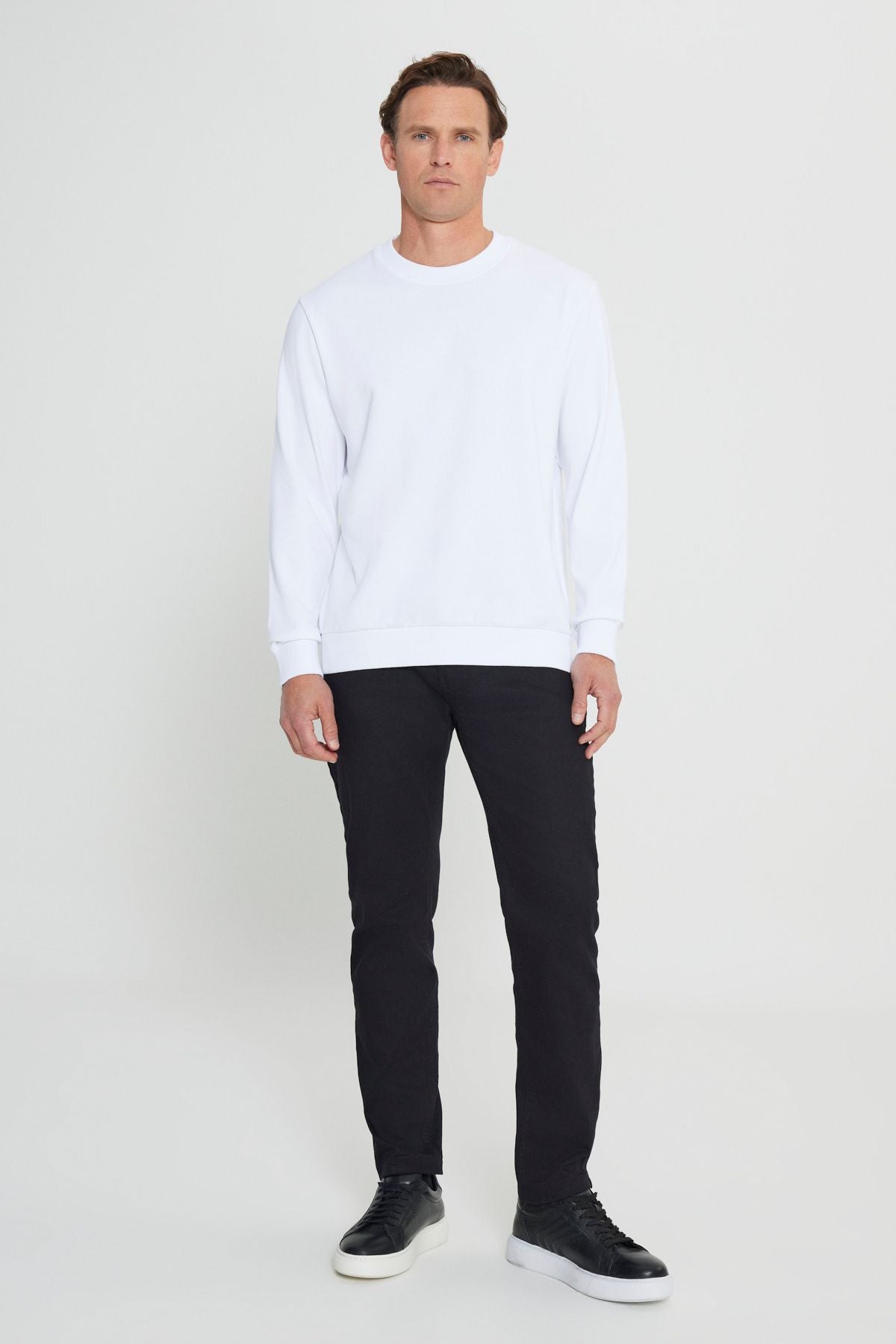 Men's White Standard Fit Normal Normal Cut Bike Cyprus 3 IP Cotton Sweatshirt