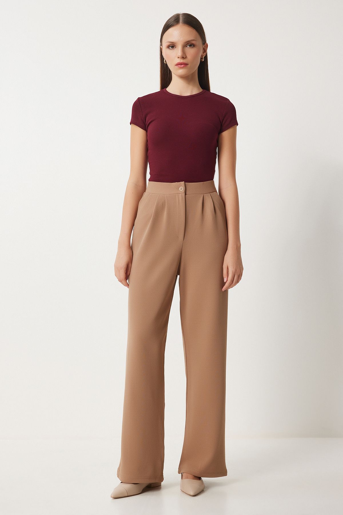 Female Biscuit Lycra Comfortable Palazzo Knitting Pants RV00175