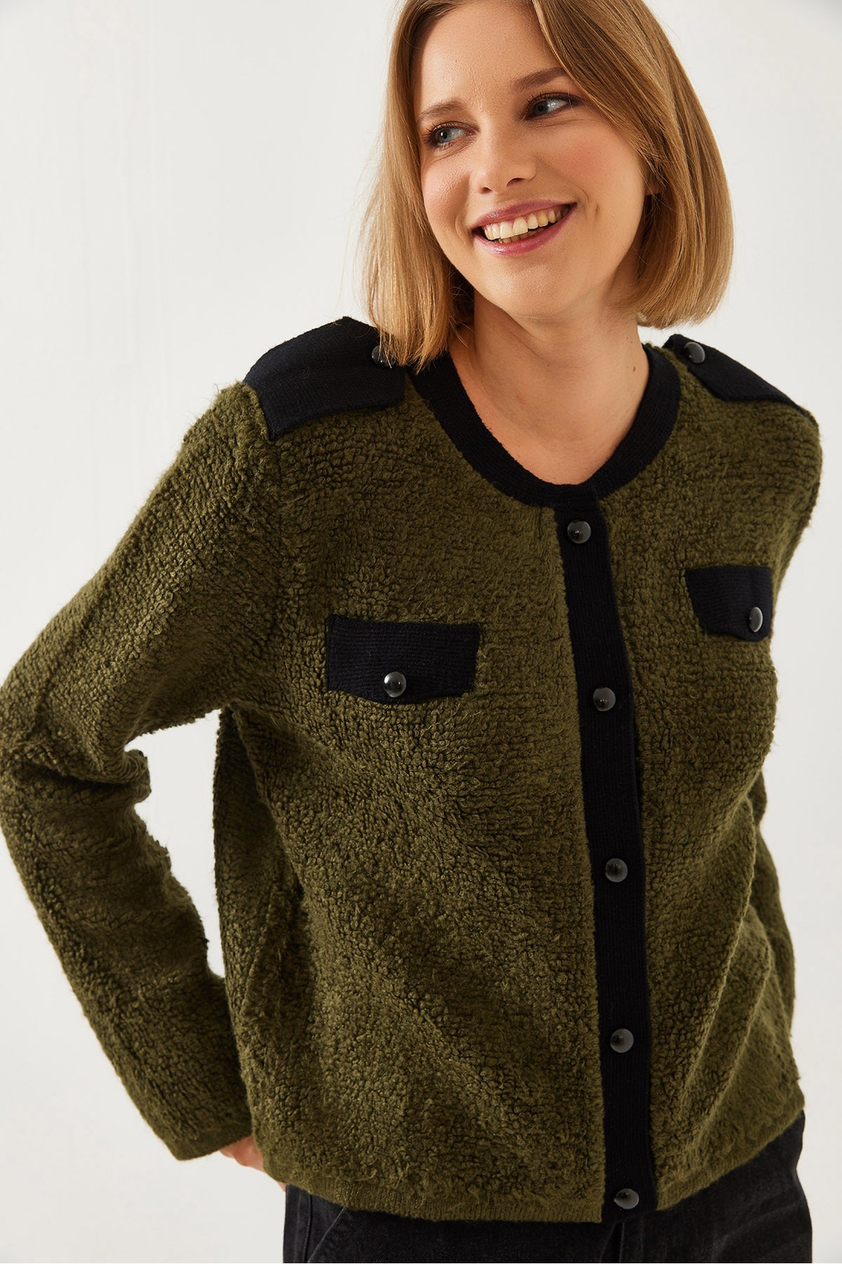 Women's Buttoned Pocket Cardigan 241055 60251983