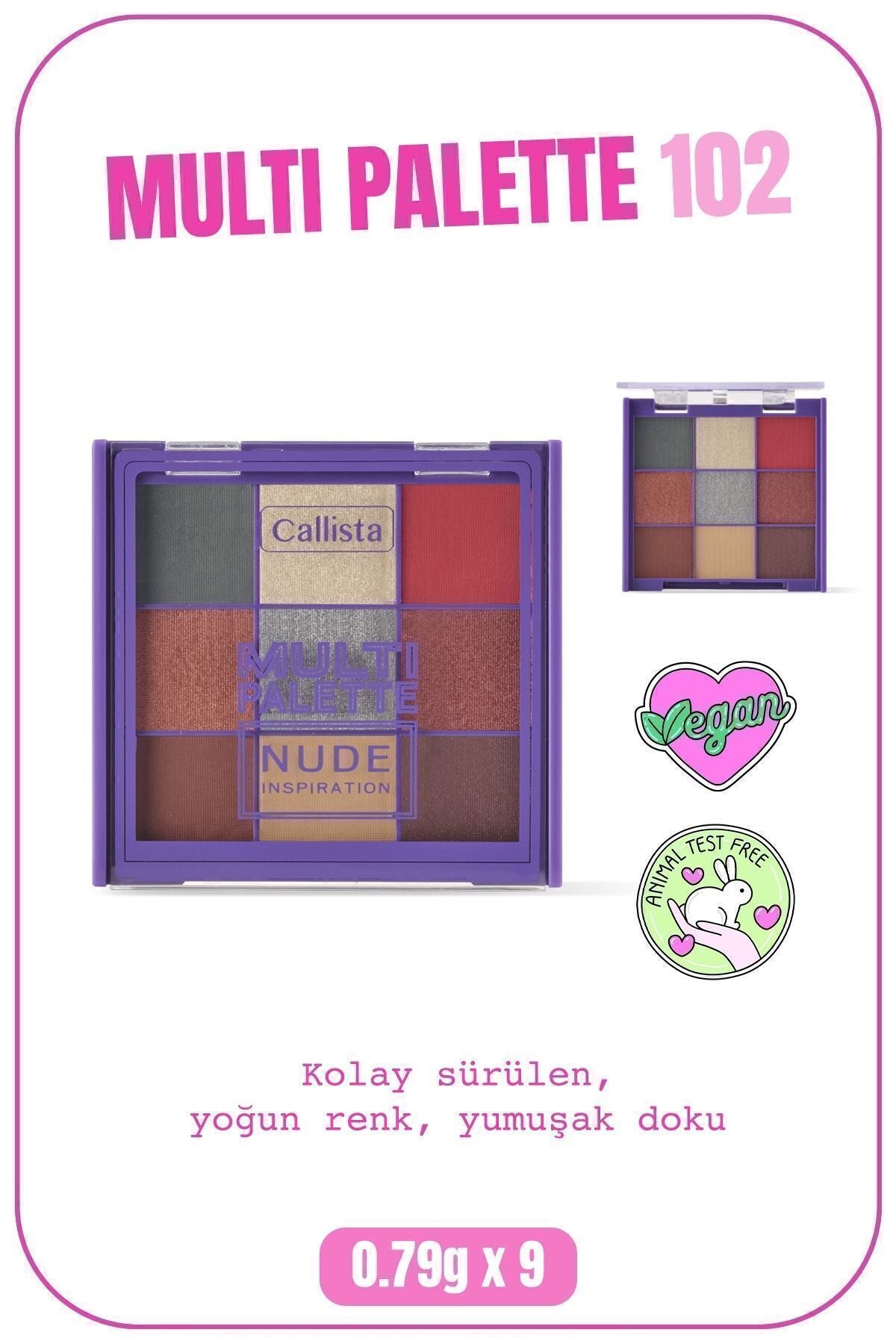 Multi Palette Eyeshadow Matte and Luminous Powder Eye Shape Palette - 102 Nude Inspiration