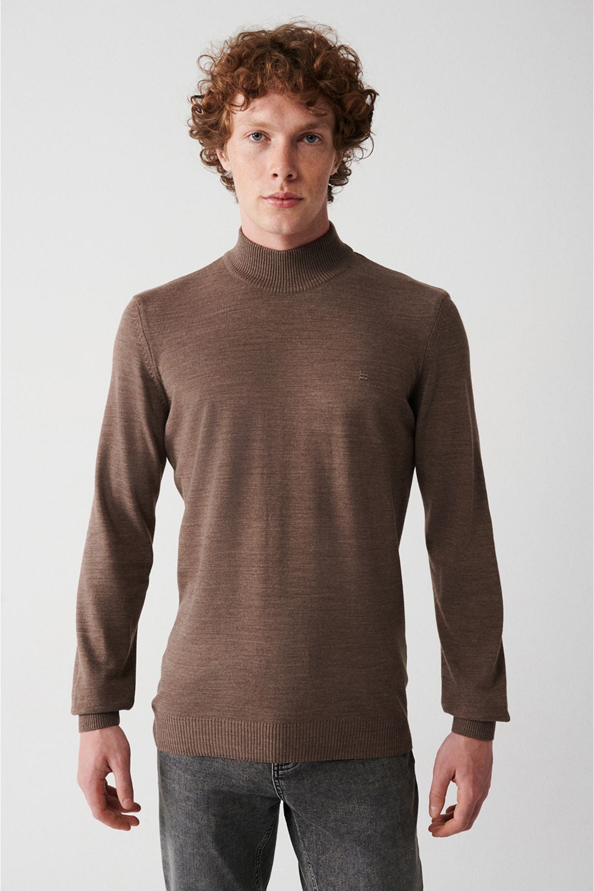 Men's mink Half Fisherman Collar Non -Following Knitwear Sweater E005001