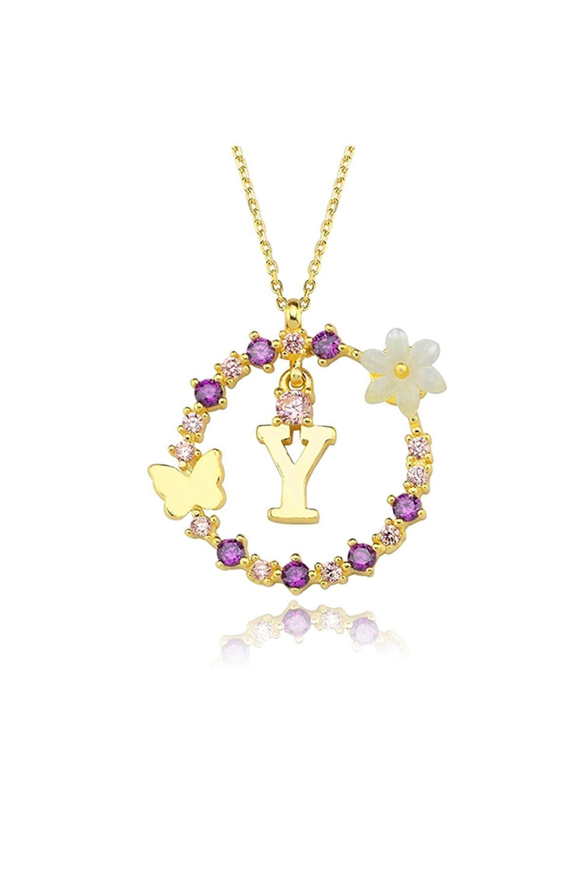 Magnolia Flower Dreams Lighting 14k Gold Y Letter Women's Necklace