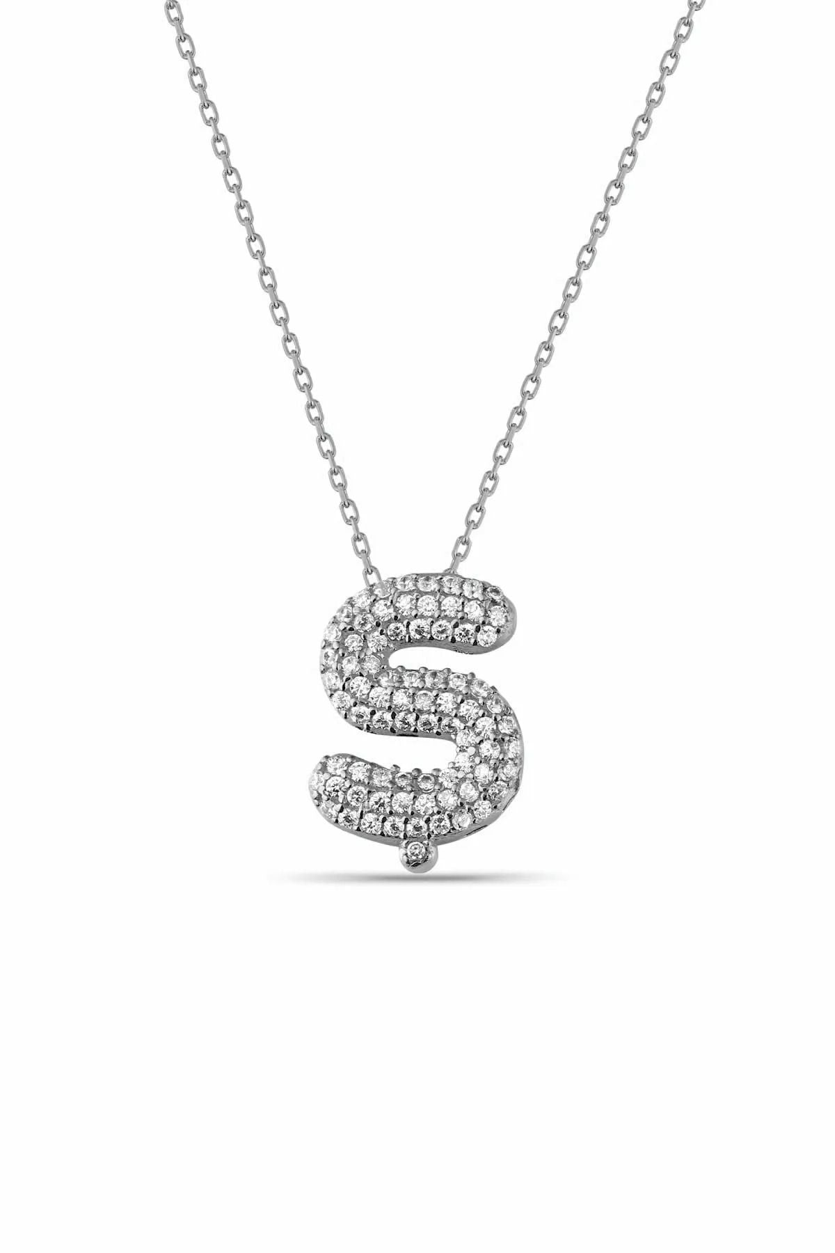 LETTER LETTER ZİRKON STONE 14 K GOLD PLATED WOMEN'S necklace