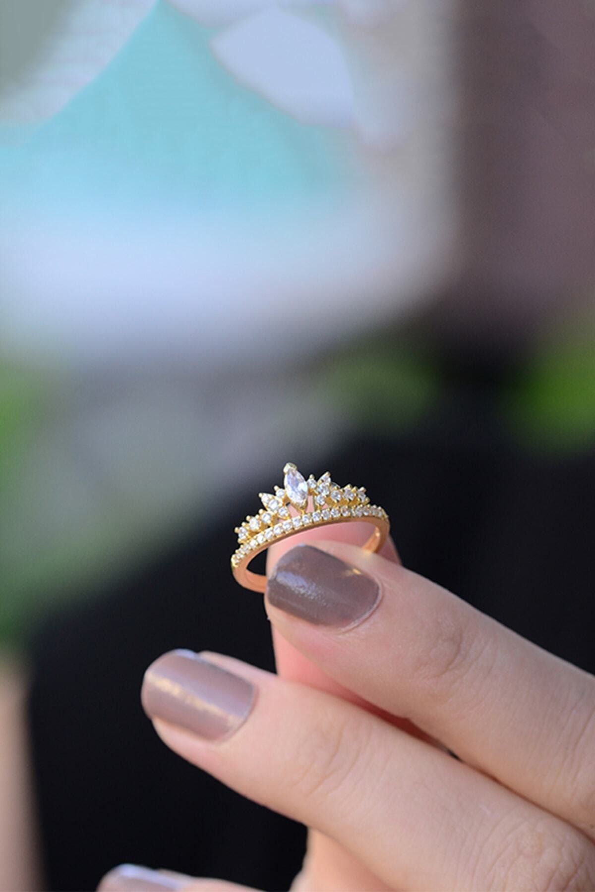 Female Rose Princess Crown Crown 14 Care Gold Plated Adjustable Ring
