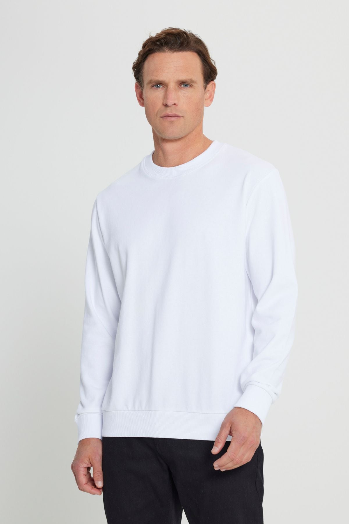 Men's White Standard Fit Normal Normal Cut Bike Cyprus 3 IP Cotton Sweatshirt