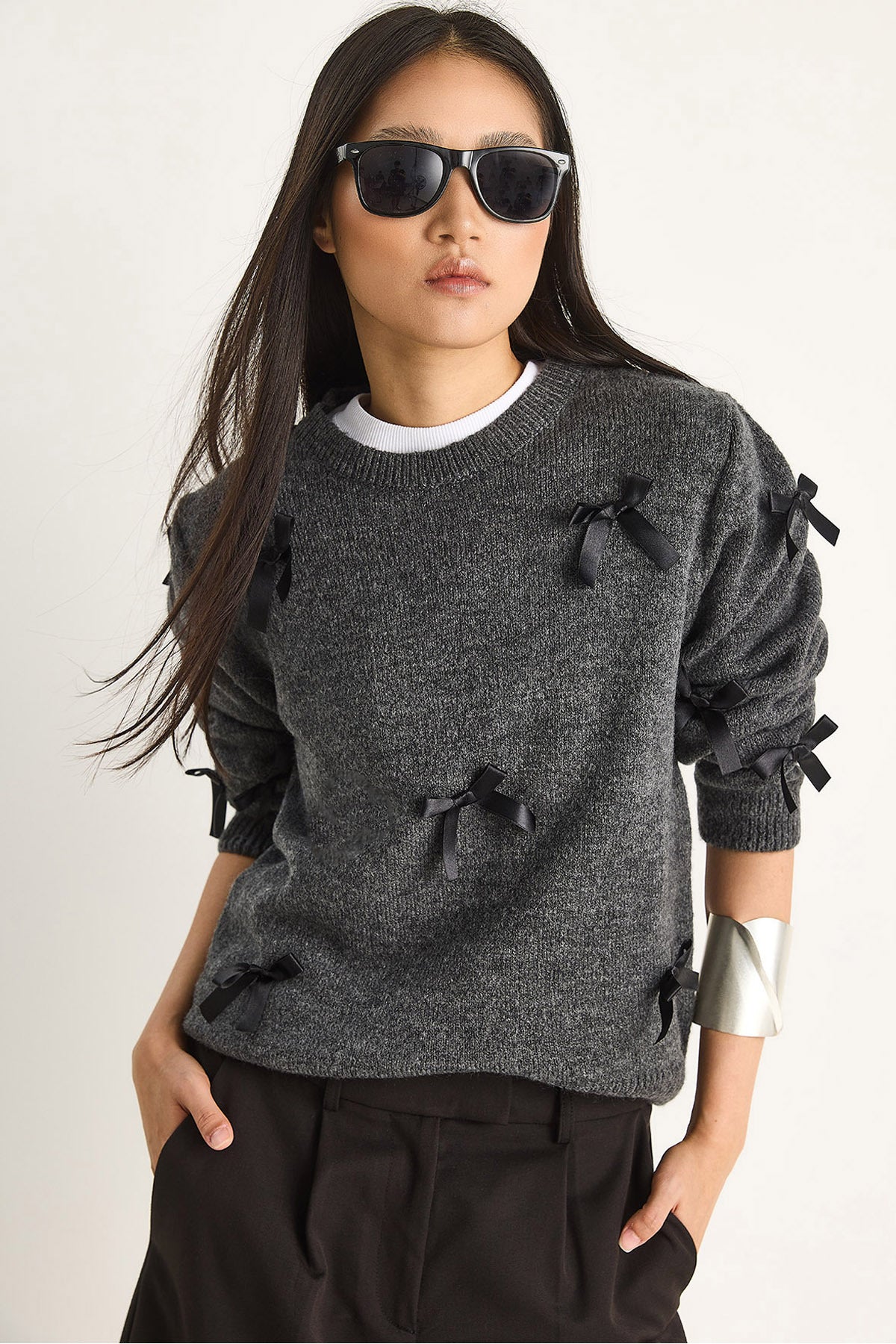 Women's Bow Regular Knitwear Sweater 20246871