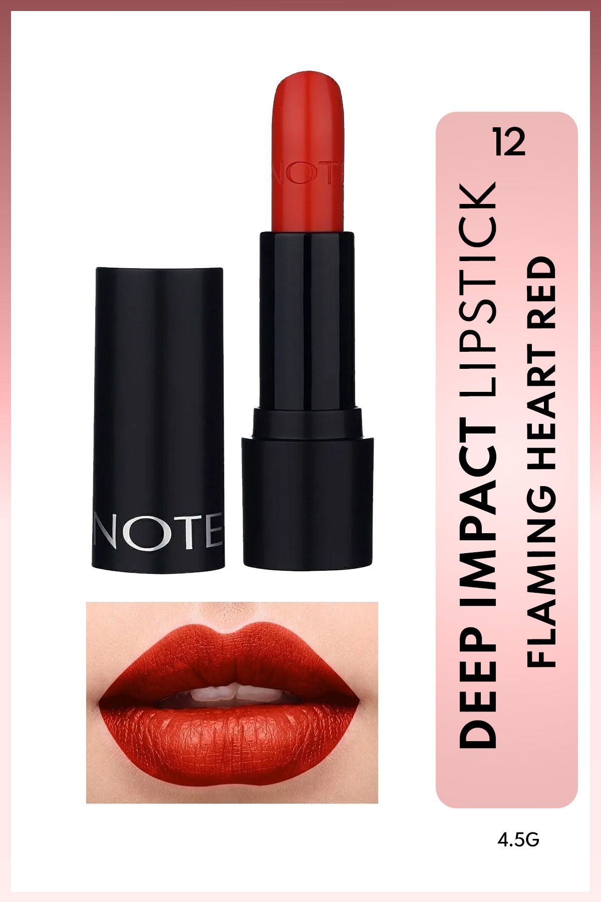 Deep Impact Lipstick Creamy texture semi -bright lipstick 12 Flaming Heart Red - Red