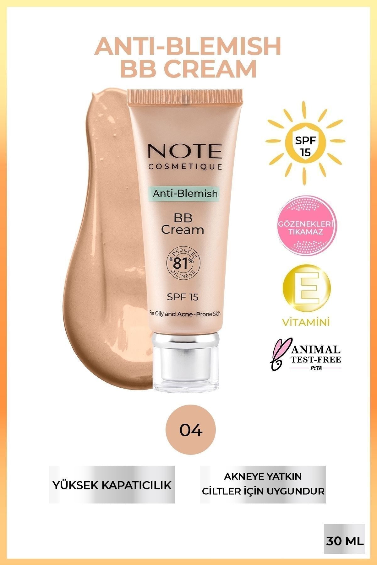 Anti -Blemish BB Cream SPF 15 Active Skin BB Cream - 04 Beige
