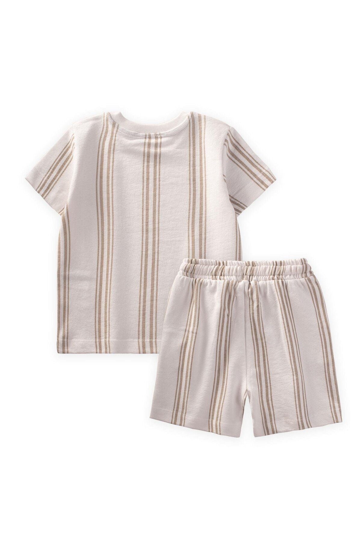 Label detailed striped shorts team 2-7 years old coffee striped