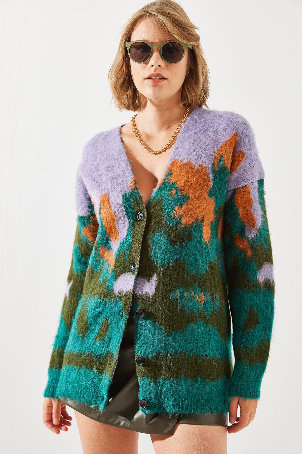 Women's Colorful Patterned Shawl Cardigan 20234241