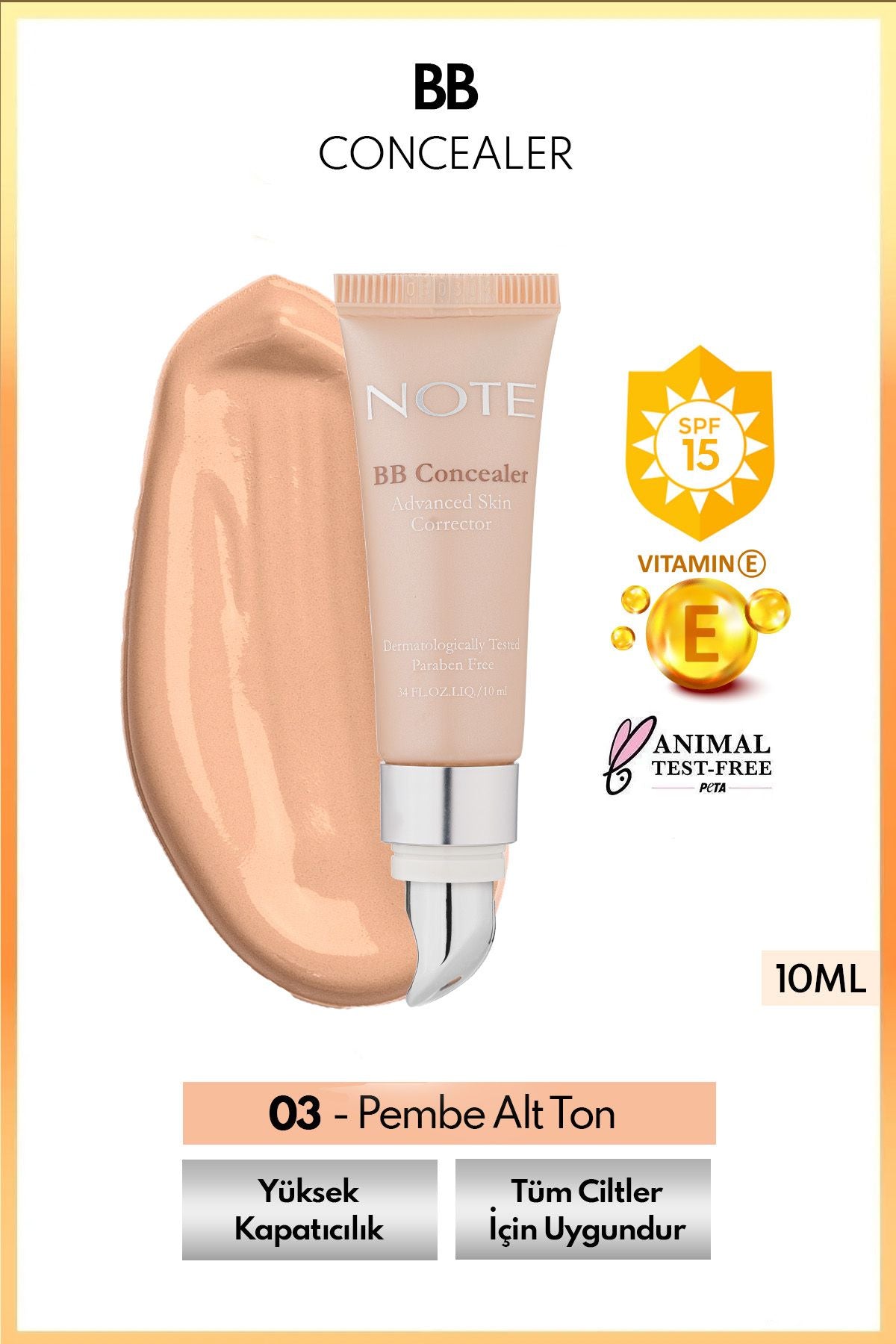 BB Concealer SPF 15 intensive concealer metal under eye concealer - 03 Orta Bay