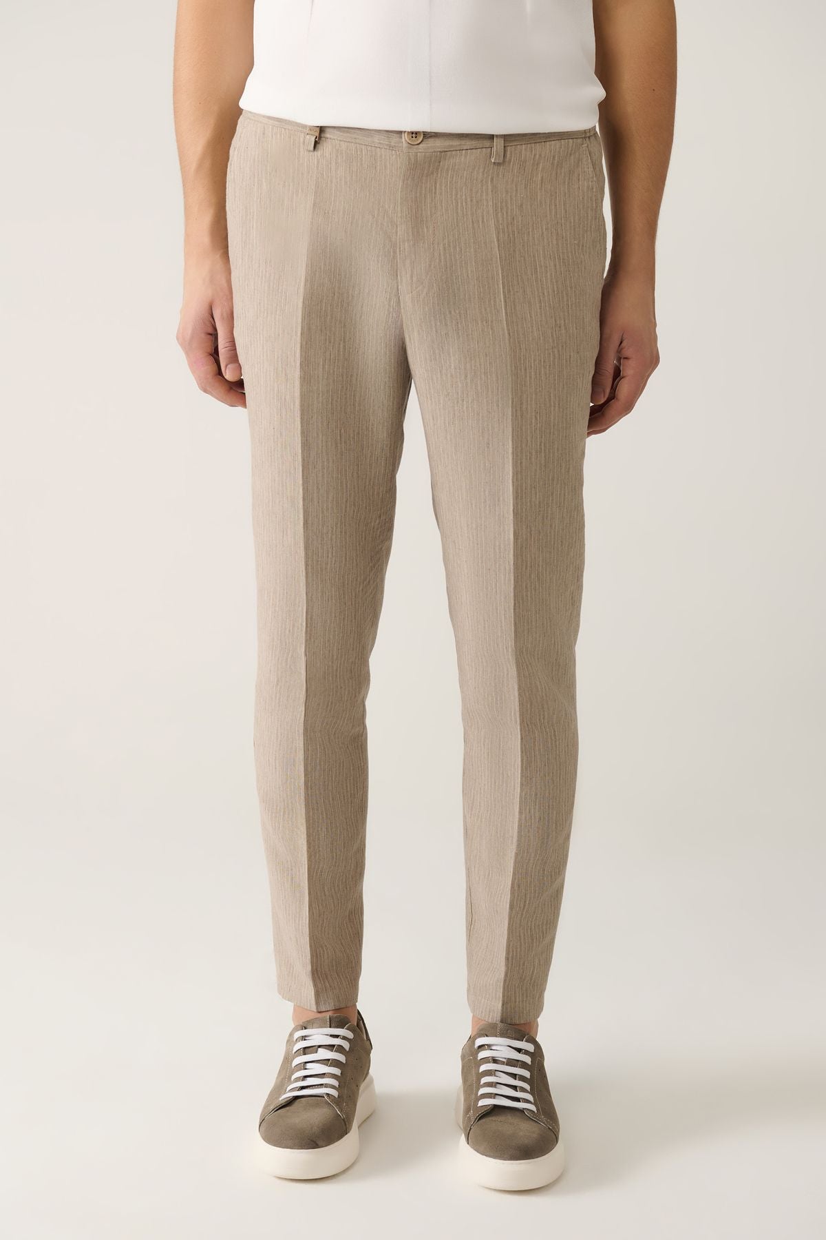 Men's Mink Waist Linen Touch with Linen Mixed Linen Touch Suit Pants A41y3260