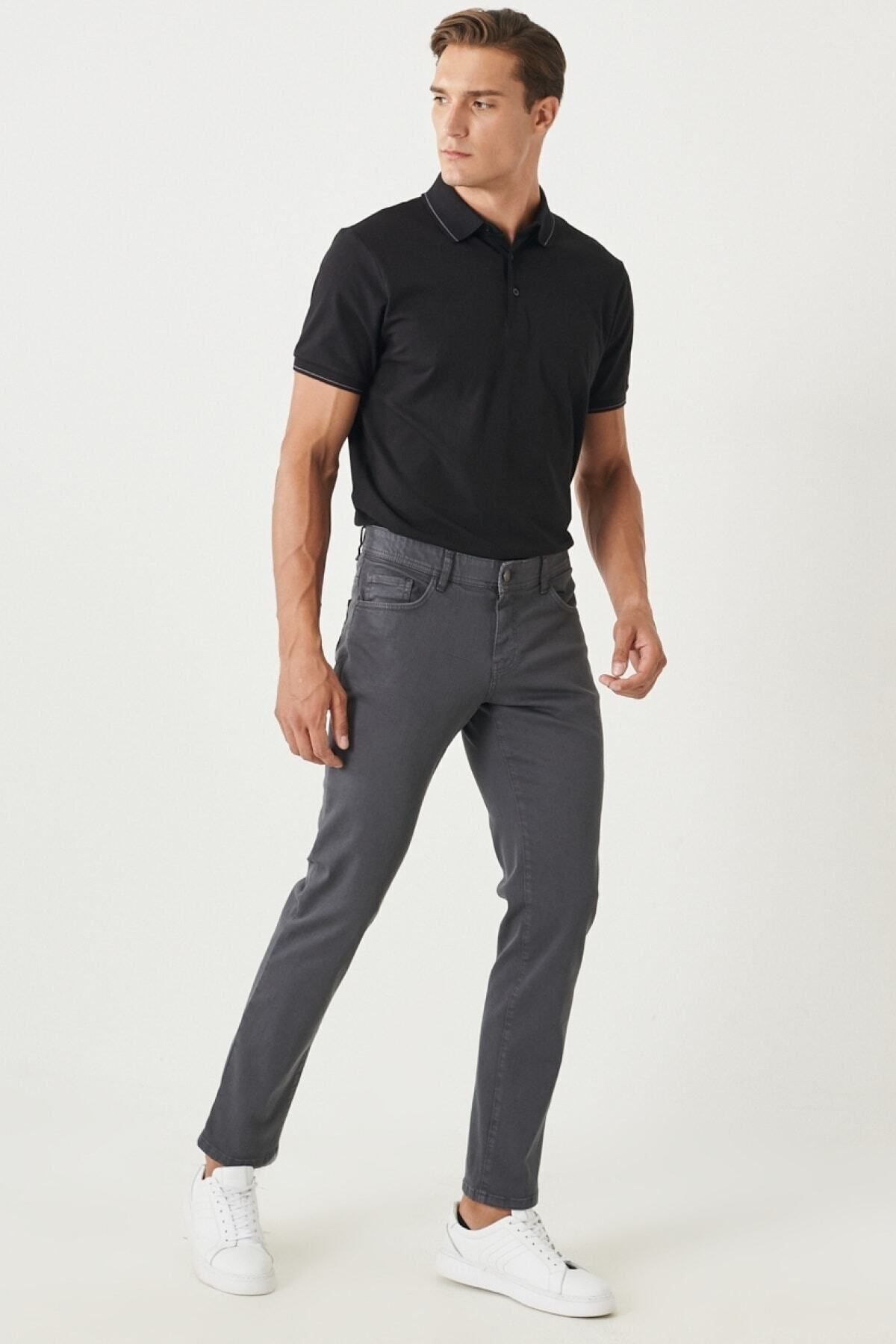 Men's anthracite 360 degree stretching in all directions, comfortable slim fit narrow cut pants