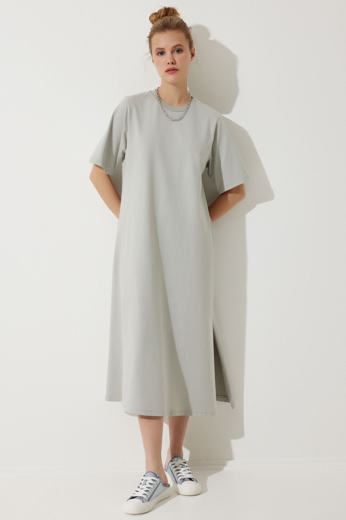 Women's Gray Bike collar with plenty of relaxed combed dress BP00158