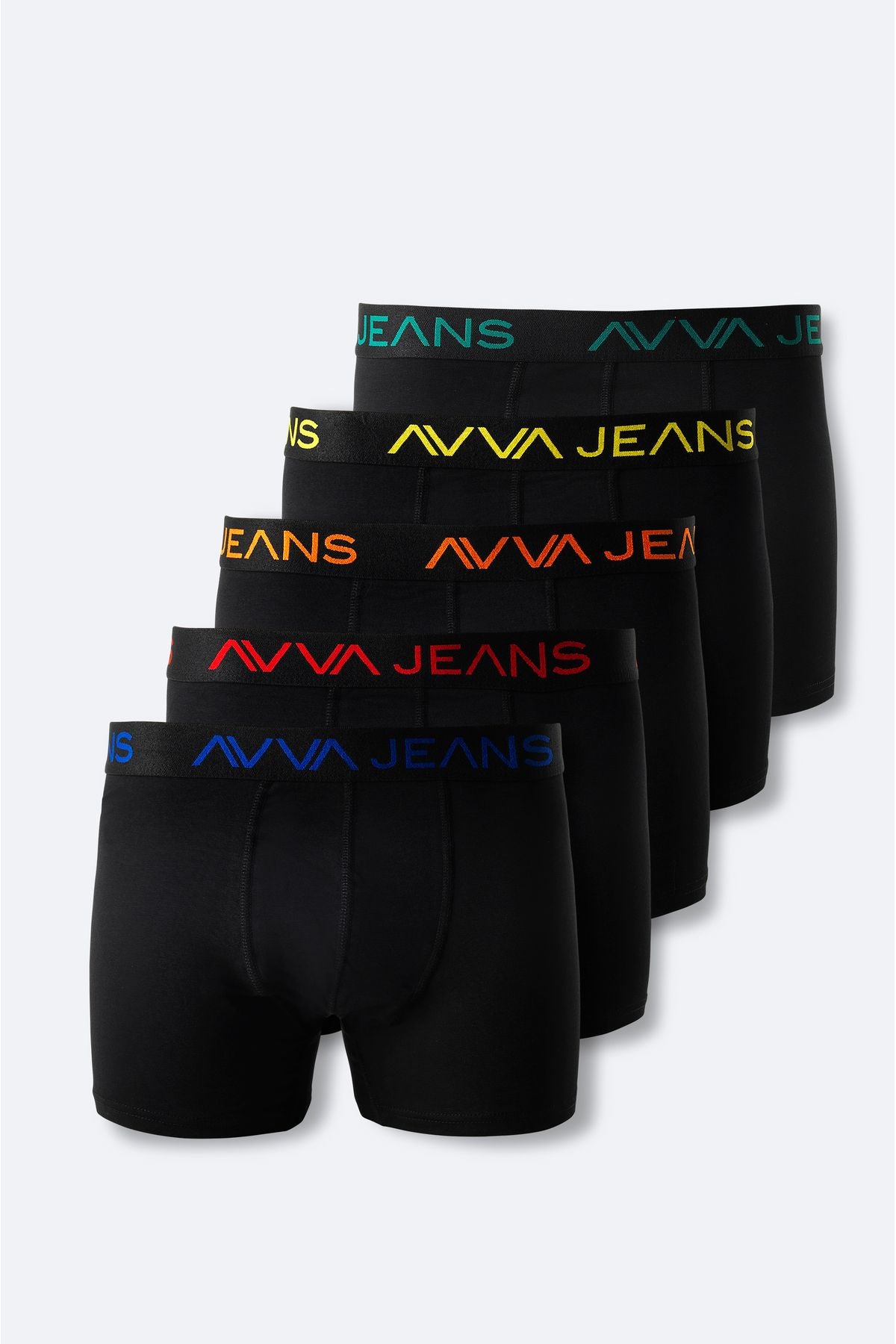 Men's Black 5 Piece Flexible Fabric Cotton Boxed Boxer Boxer E009541