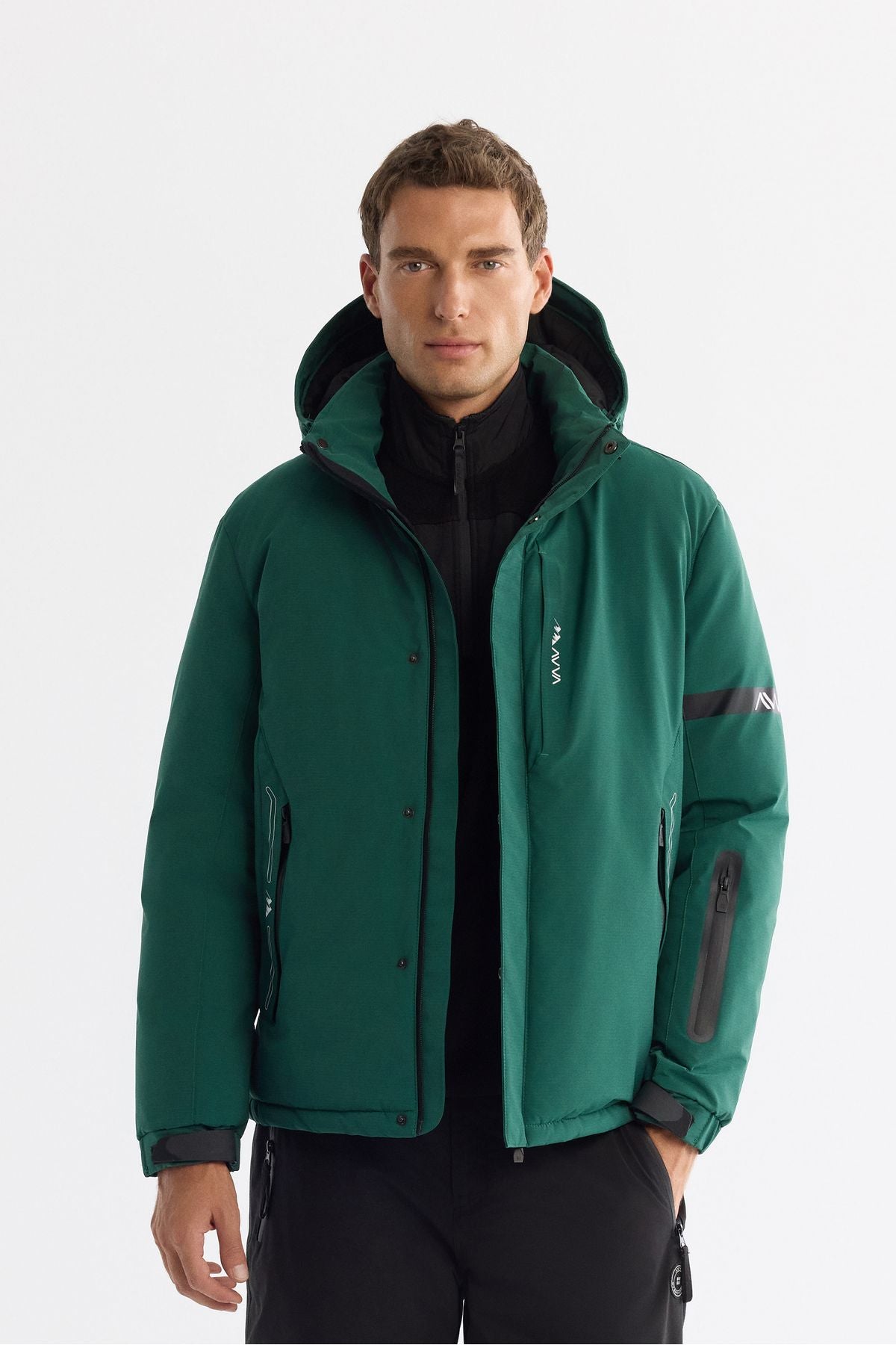 Men's Green Hopper Water Protector Windproof -20 degrees resistant inflatable ski coat A42y6159