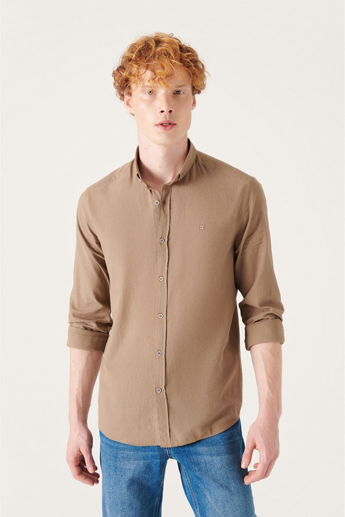 Men's mink 100 %cotton Futter Soft key buttoned collar shirt E002206