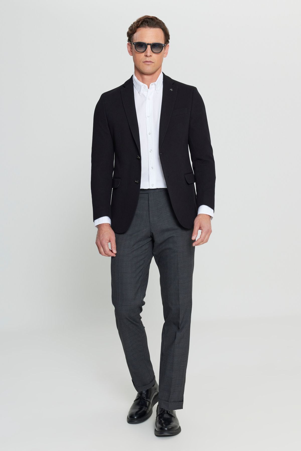 Men's Black 360 Cotton Flexible Slim Fit Num Fit Narn Cut Mono Yaka Amelor Blazer Jacket