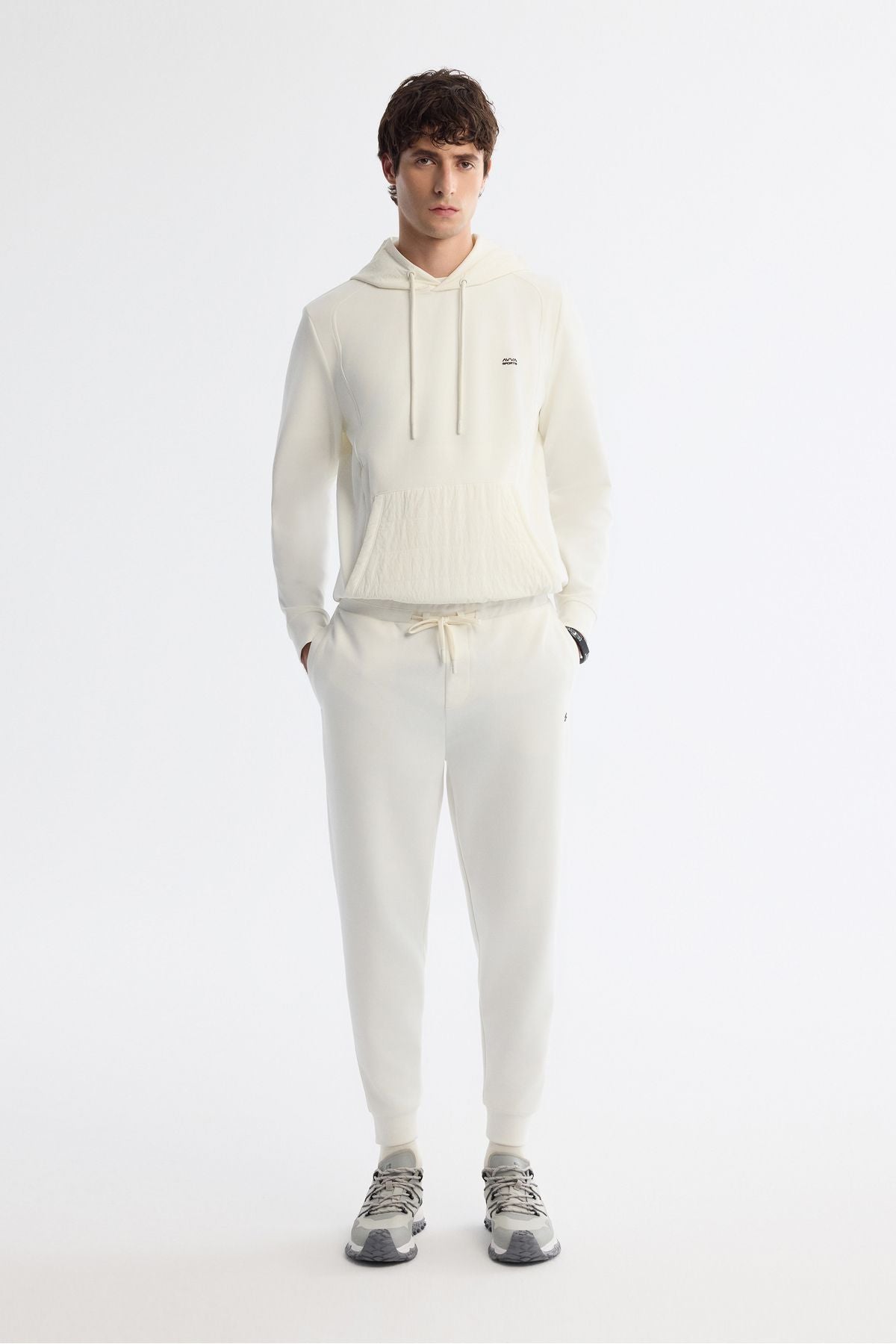 Men's Ecru Waist Elastan Elastan tracksuits with lace -up laced laced A42Y3410