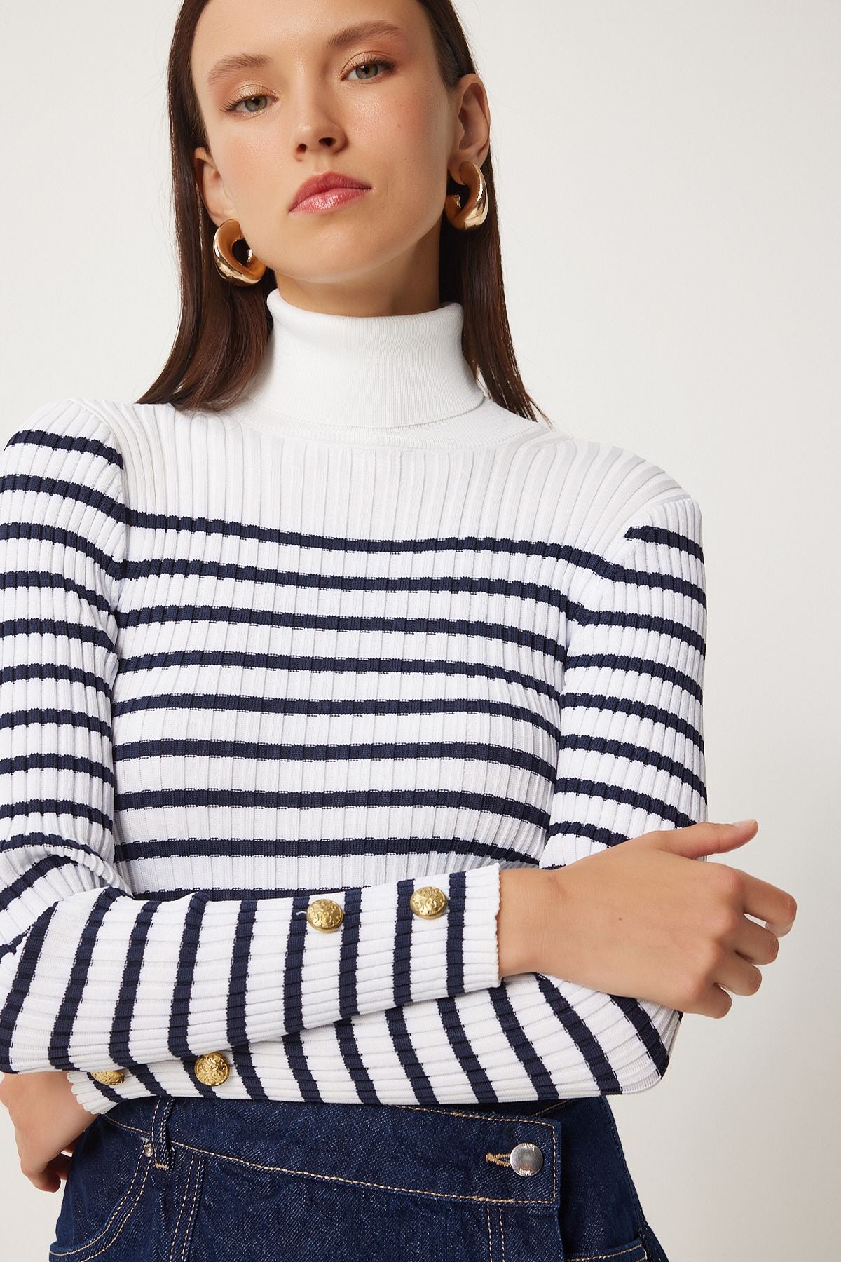 WOMEN ECRU NACTERY FISHER FISHER NEXT -striped seasonal knitwear sweater FN03358