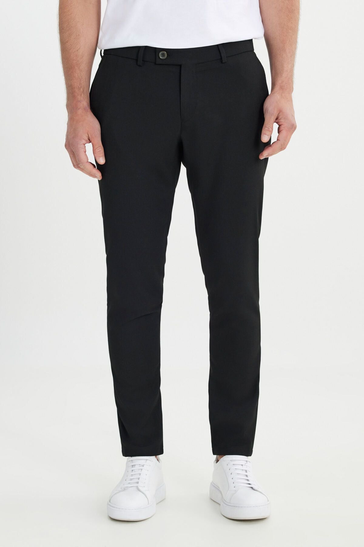Men's black slim fit Italian cutting side pocket flexible casual trousers