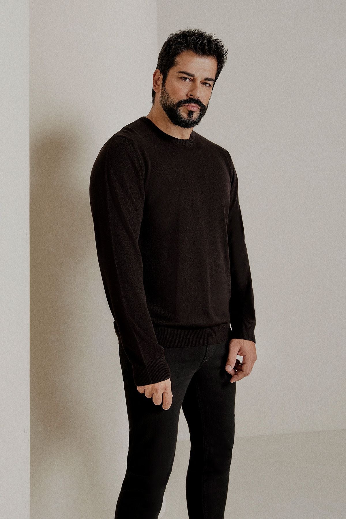 Men's black hair growth anti-pilling standard fit Normal Normal Cut Bicycle Celko Sweater
