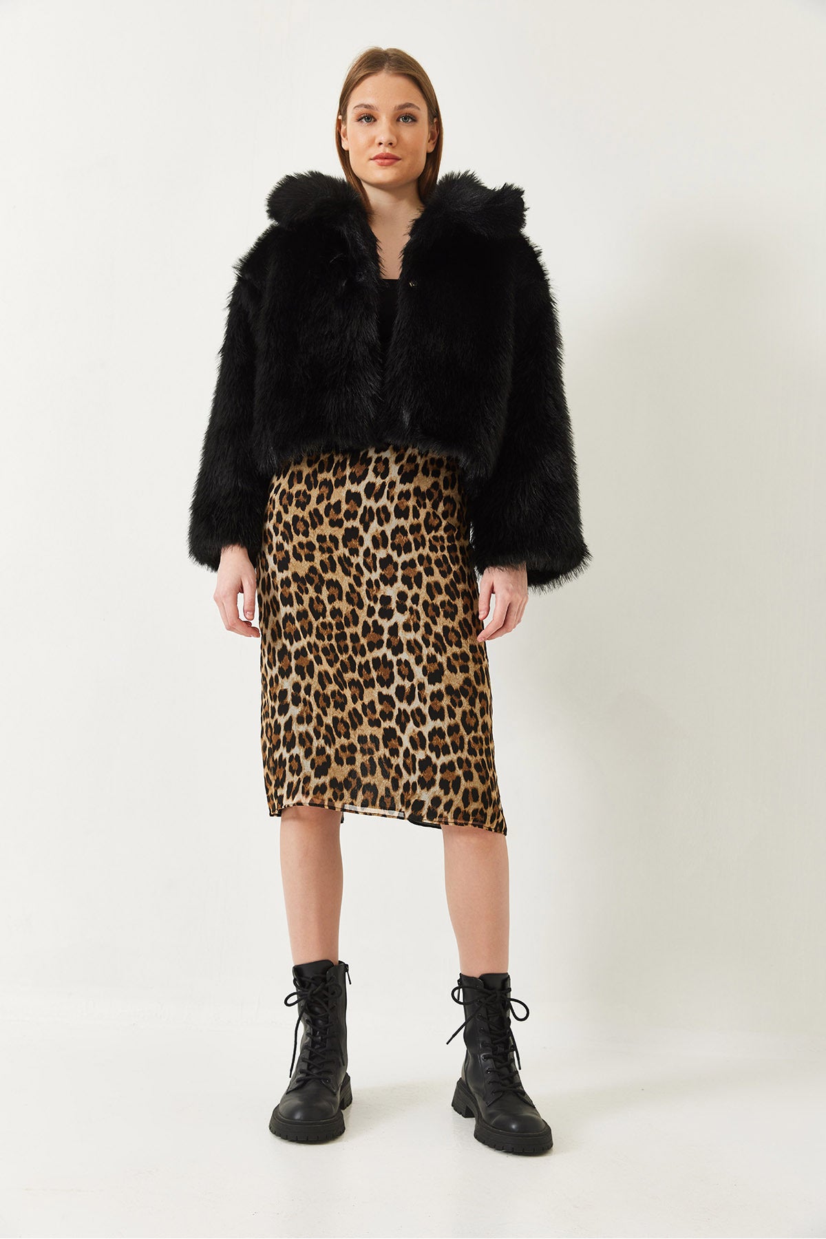 Women's Collared Faux Fur Lined Coat 38120 60251969