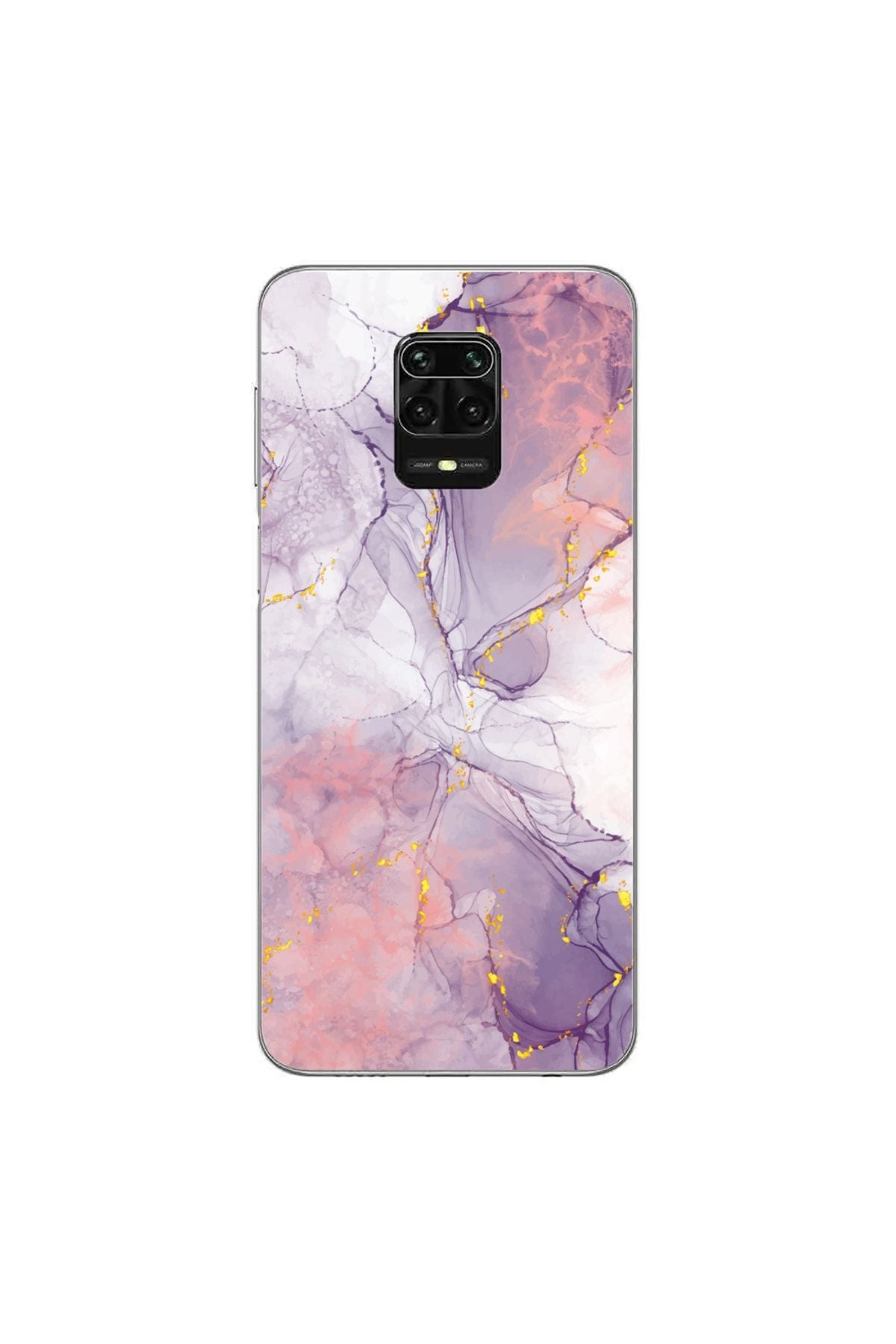 Xiaomi Note 9 Pro Compatible Pink Granite Pattern Transparent Phone Case