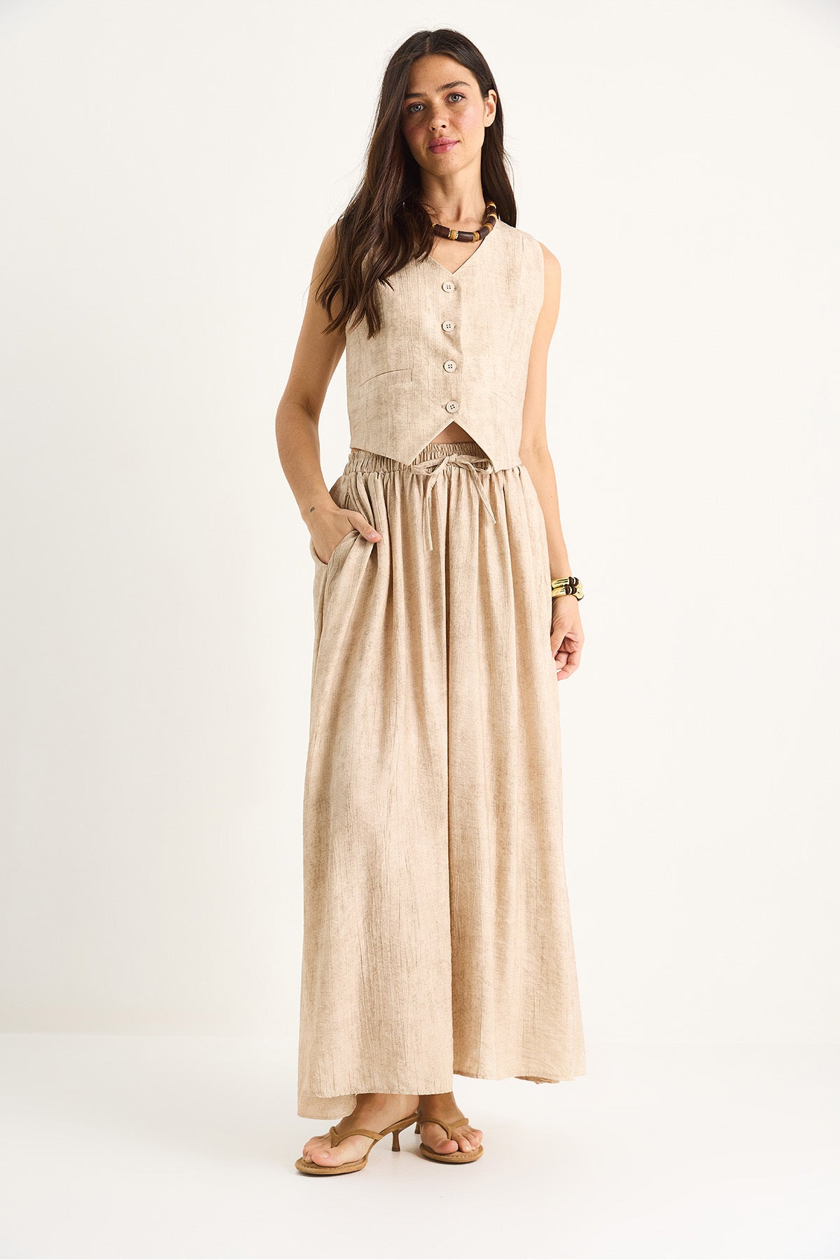 Women's Vest Pocket Detailed Flared Skirt Suit 9294 60281004