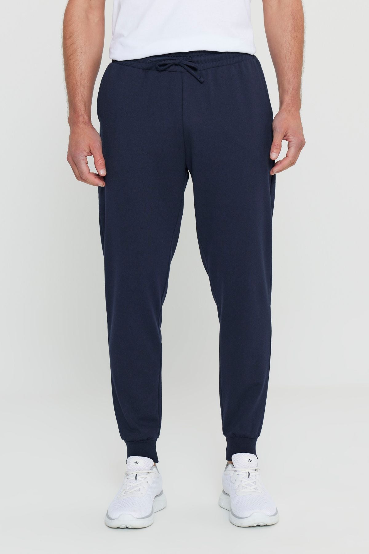 Men's Navy Blue Standard Fit Normal Cutting 2 IPPE POET CASE COTTON JOGGER SERVICE SIZE