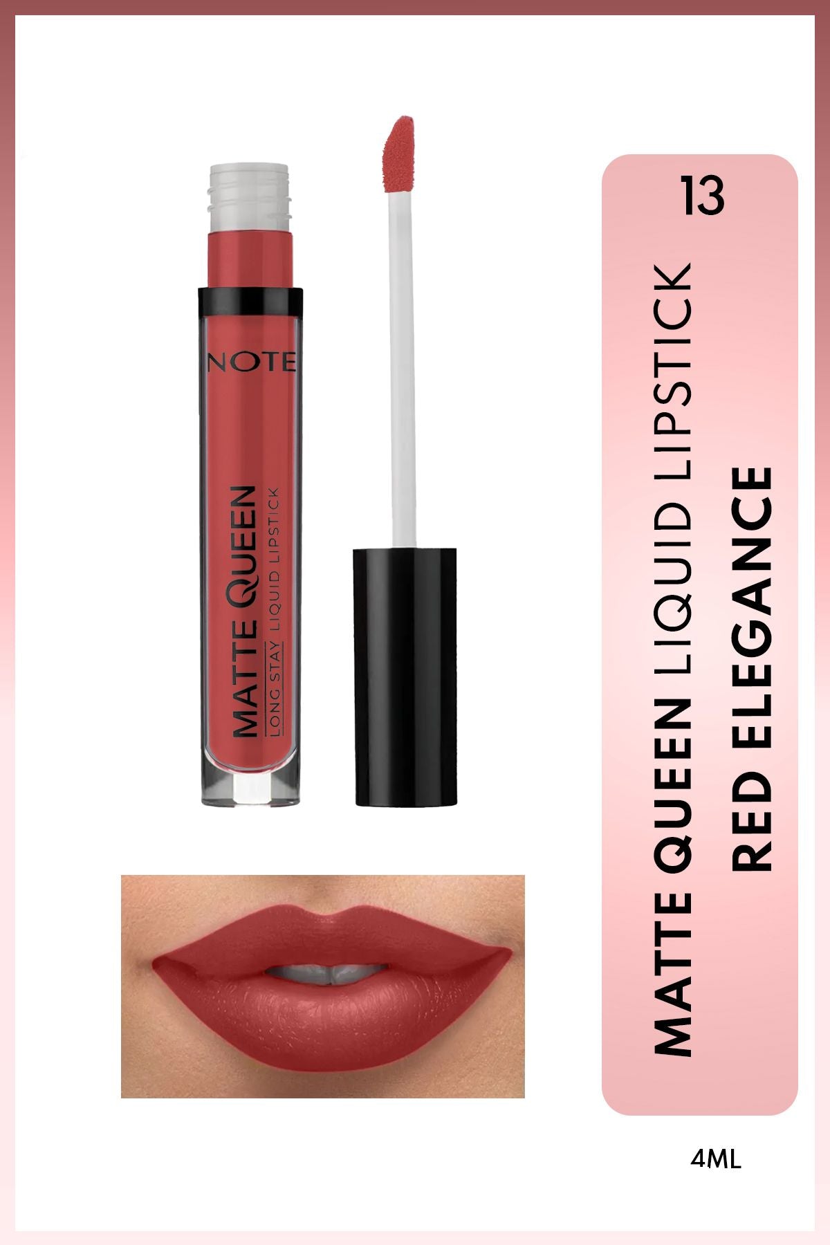 Matte Queen Lipstick Permanent Matte Liquid Lipstick - 13 Red Elegance - Red
