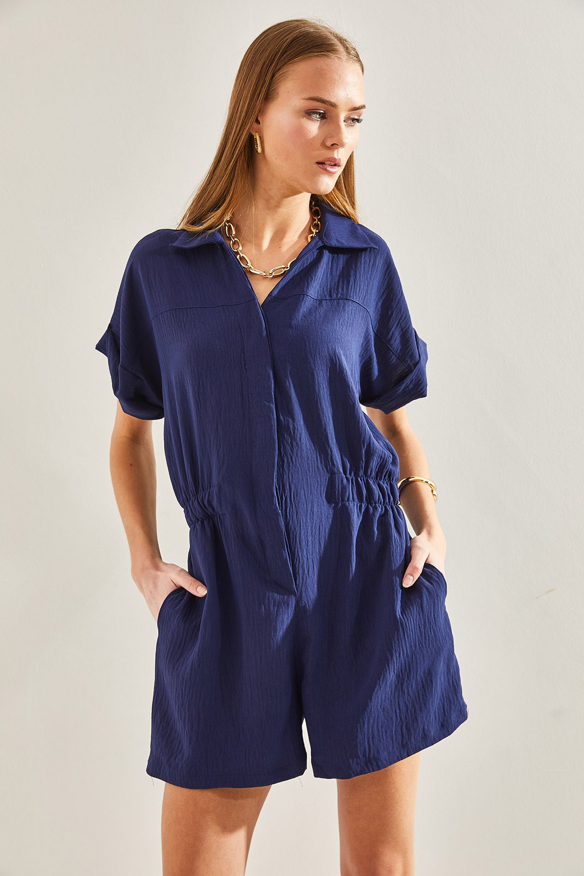 Women's Basic Elastic Waist Jumpsuit 60111013