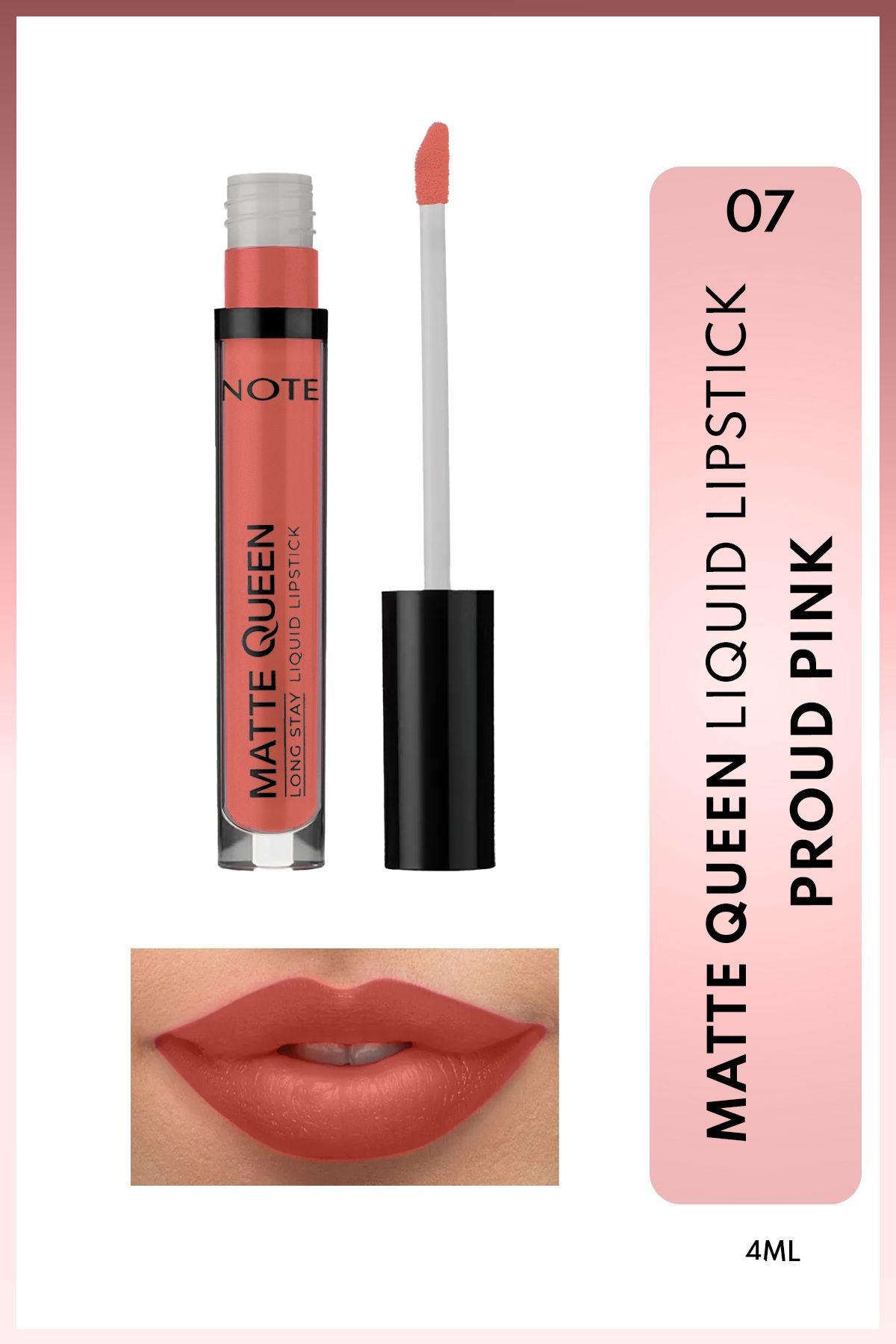 Matte Queen Lipstick Permanent Matte Liquid Lipstick - 07 Proud Pink - Pink
